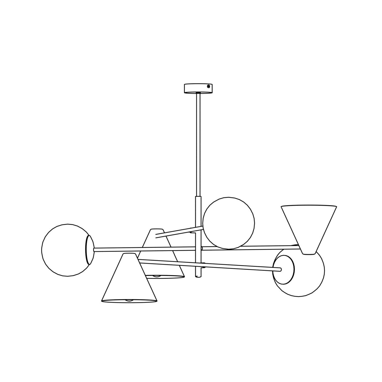 Blendarme Deckenleuchte Schwarz Weiß B:70 cm E14 6-flmg