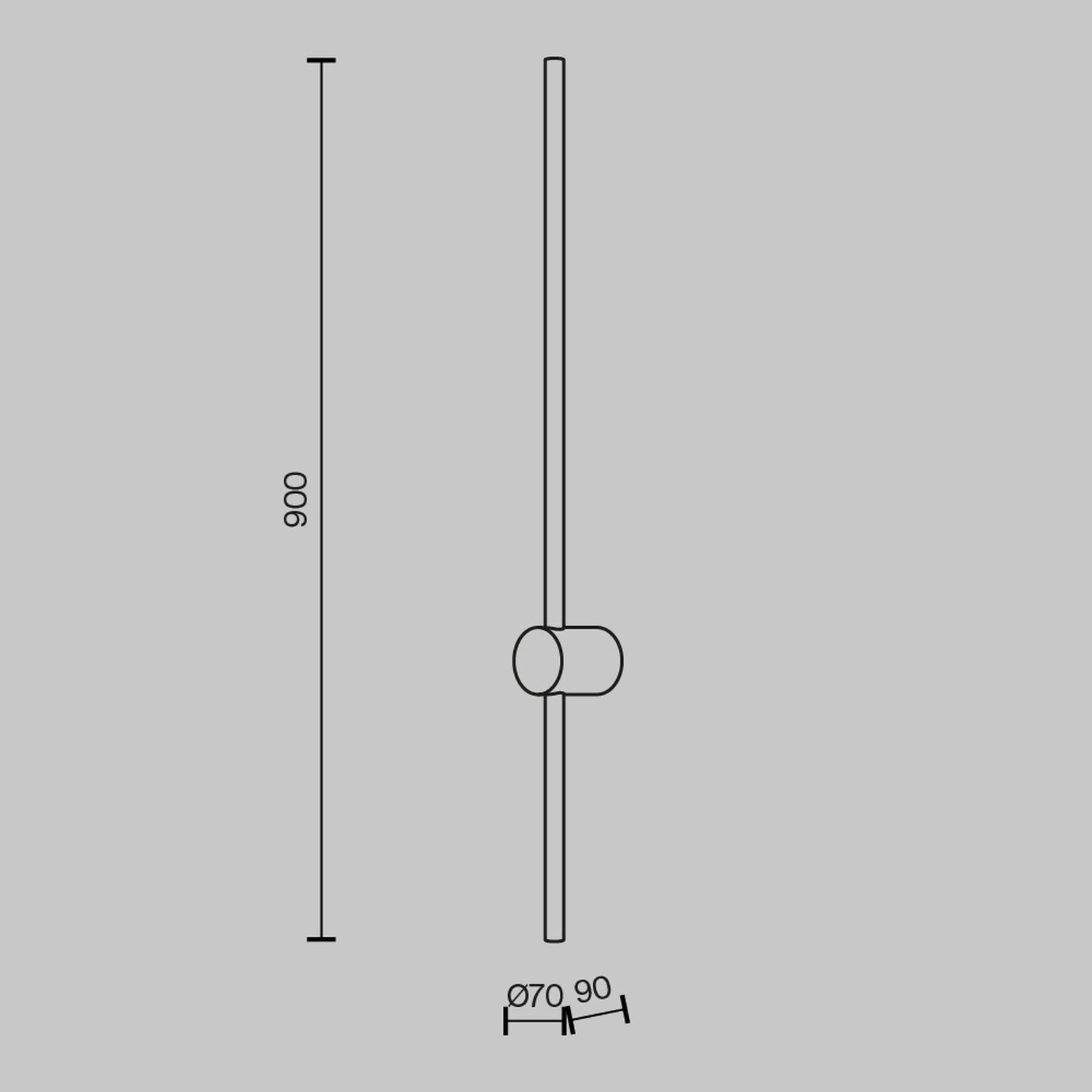 Wandlampe Metall LED 90 cm hoch in Messing länglich MAX