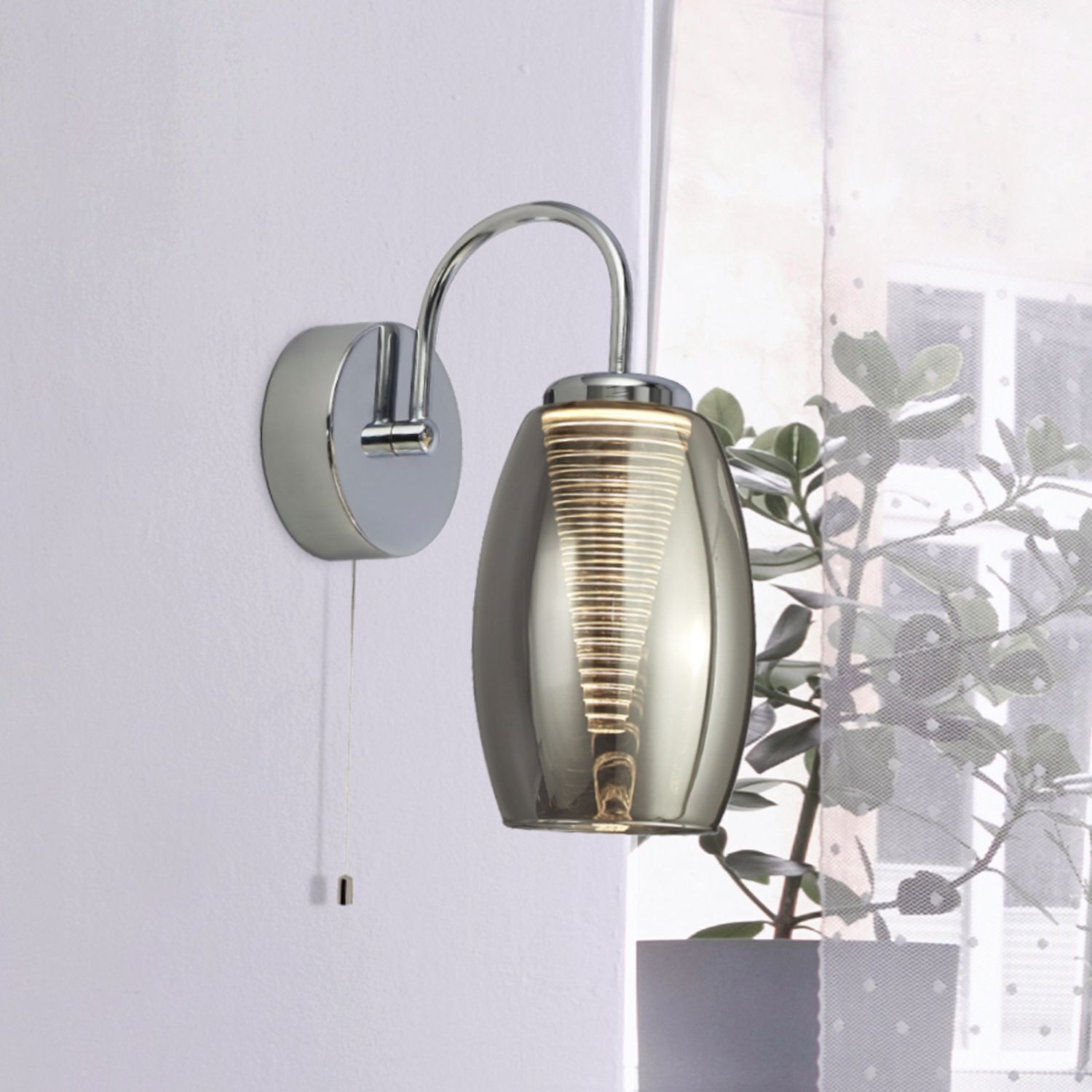 LED Wandlampe mit Schalter Rauchglas 3000 K 202 lm