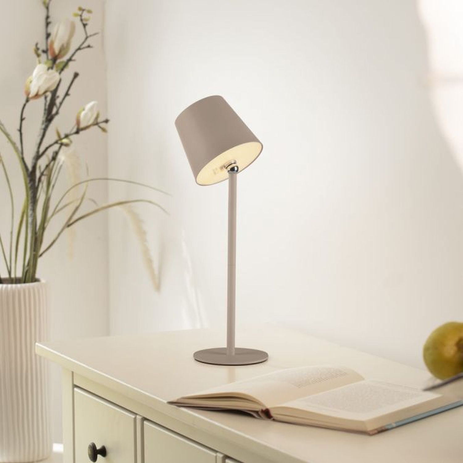 LED Akku Tischlampe Sandfarben dimmbar Touch 37 cm 2 W
