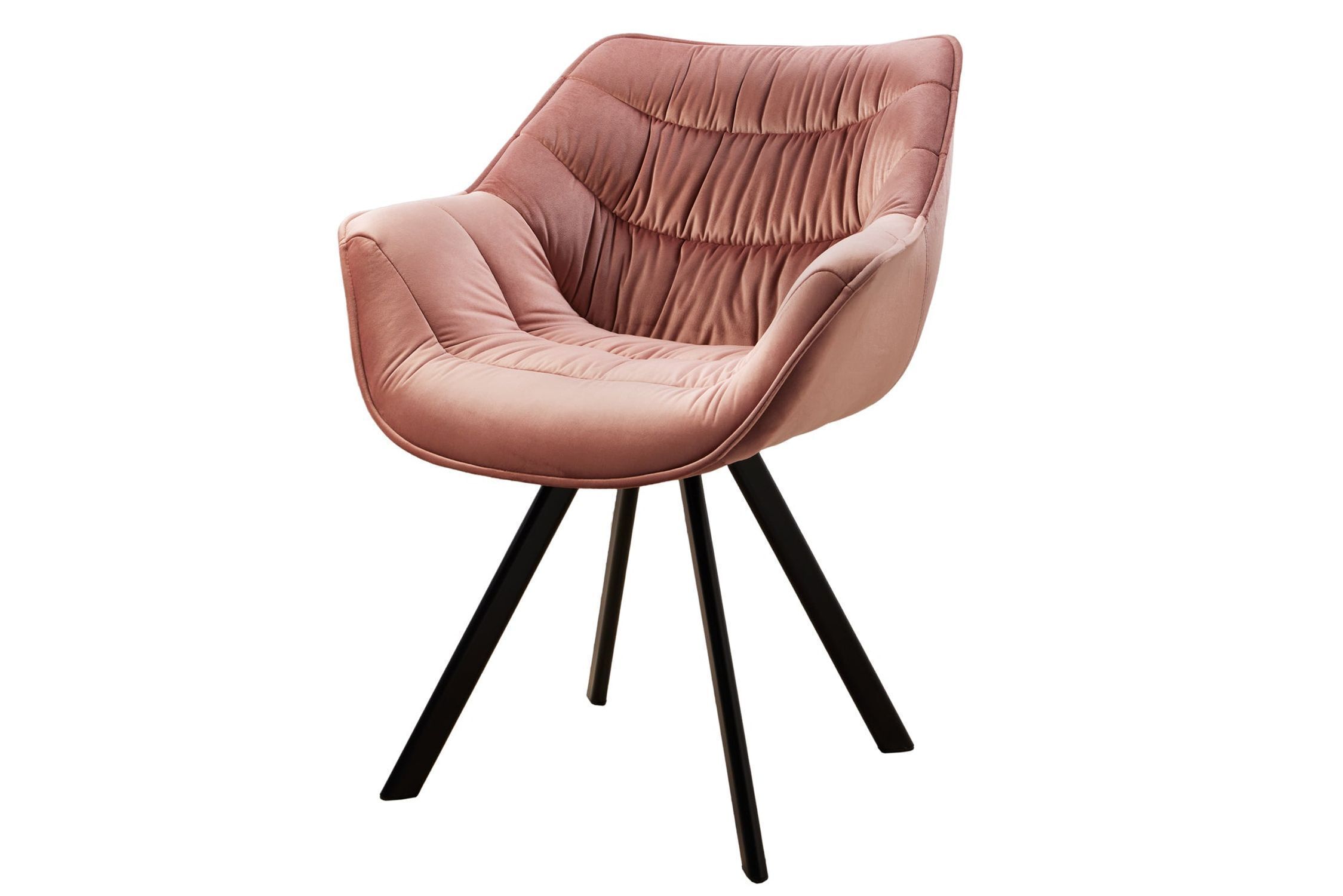 Esszimmerstuhl Samt Metall in Rosa Schwarz mit Armlehne