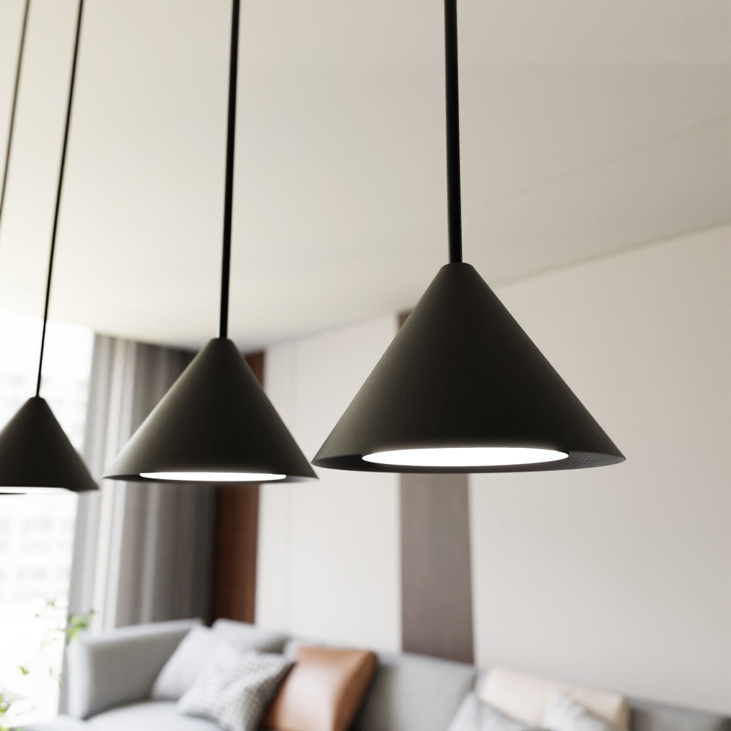Hängelampe Metall B: 90 cm Schwarz GX53 4-flammig