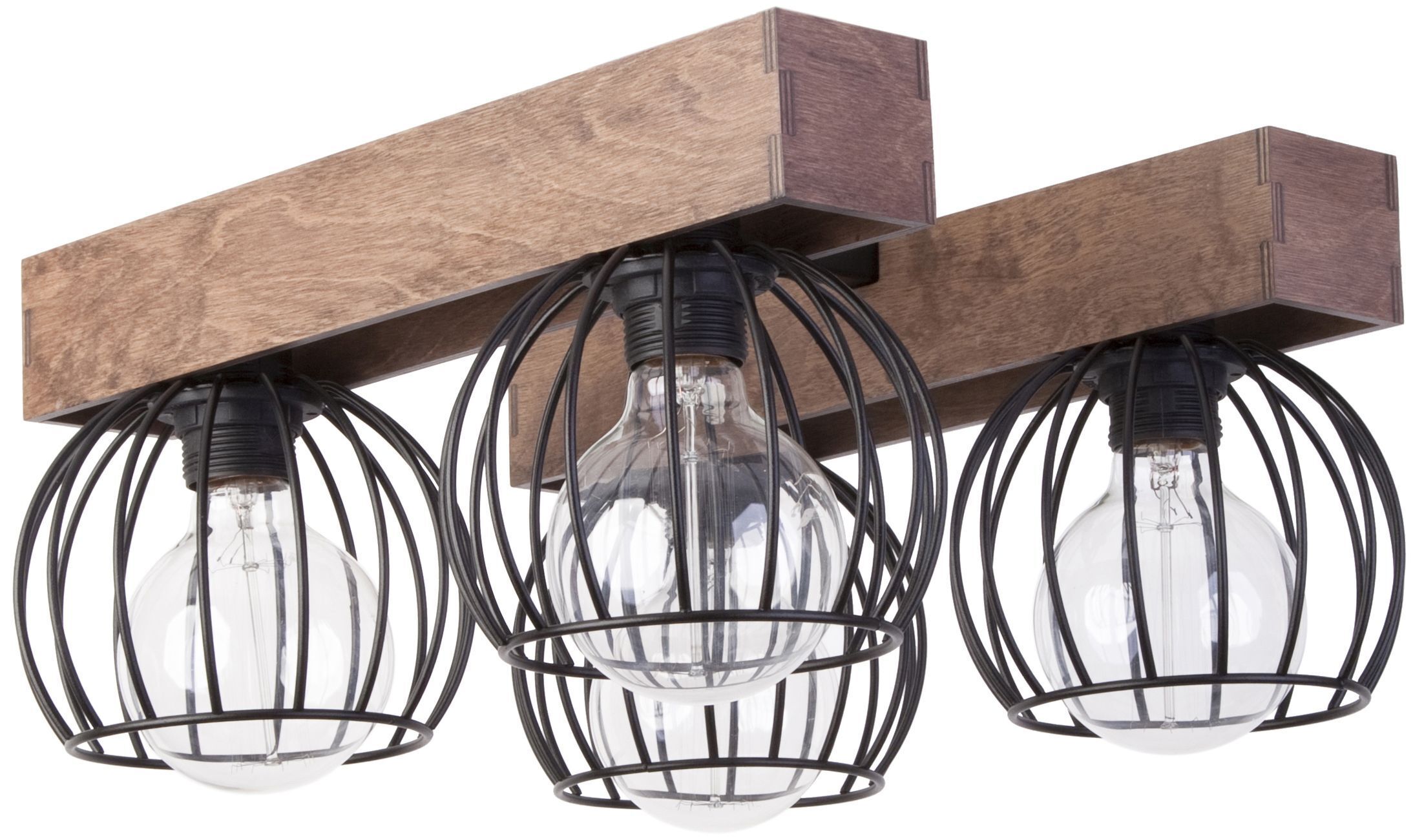 Gemütliche Deckenlampe Holz Metall Schwarz L:41 cm E27