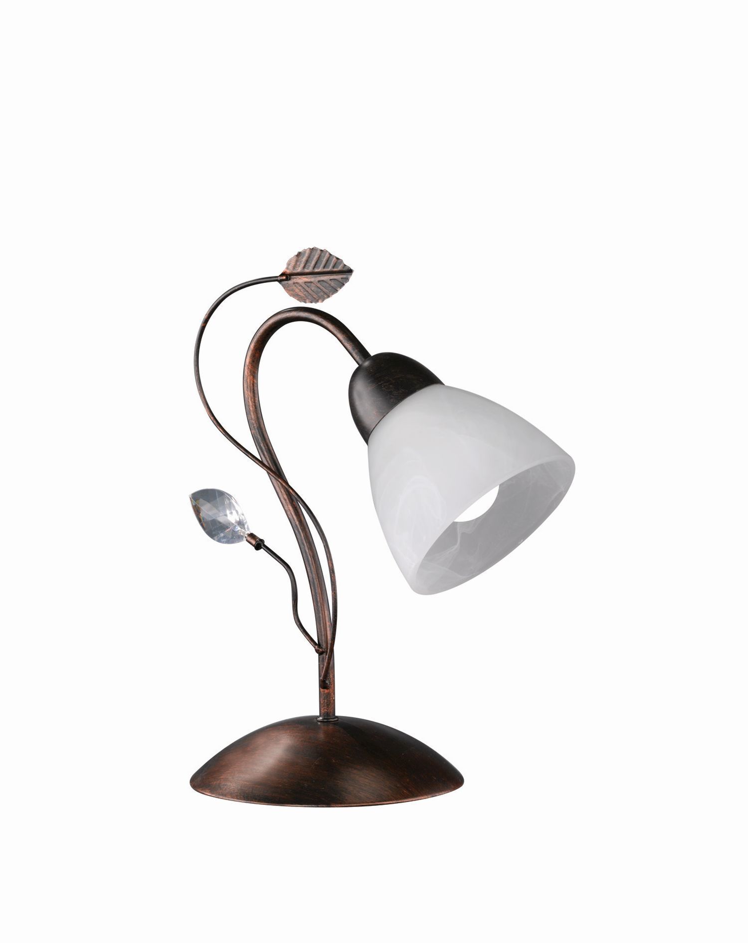 Florale Tischleuchte Metall Glas E14 32 cm Rost Antik