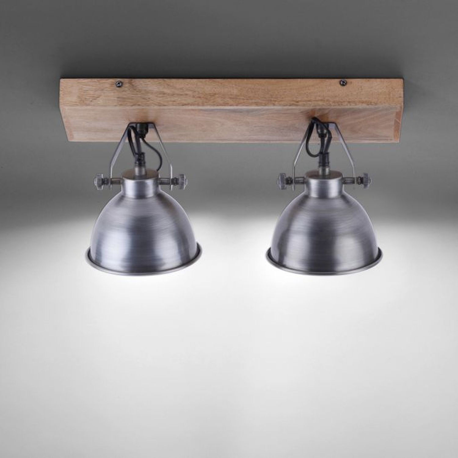 Flexibler Deckenspot Holz Metall E14 44,5 cm Industrial Beleuchtung, Leuchte