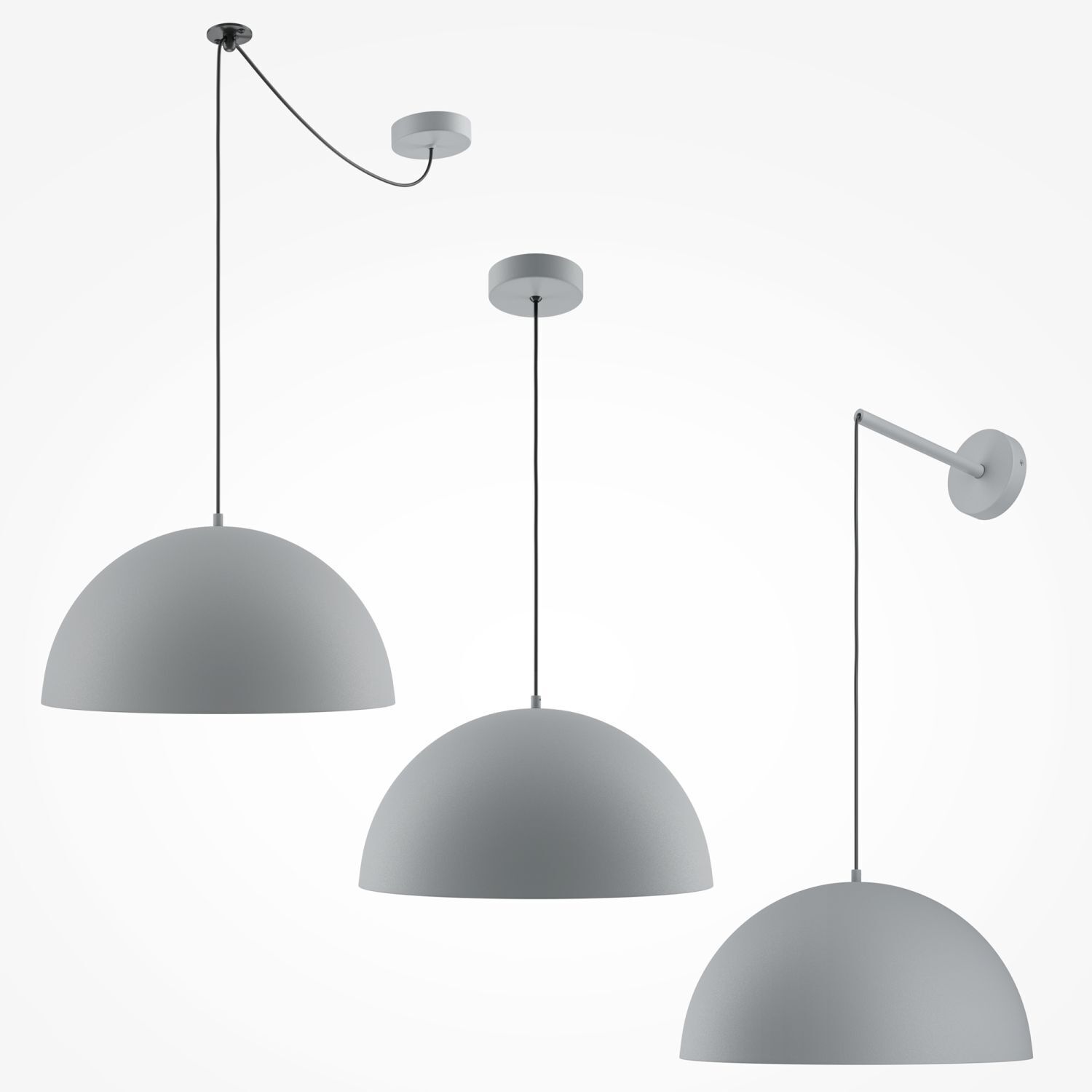 Hängelampe Metall E27 rund D: 35 cm H: max. 320 cm Grau