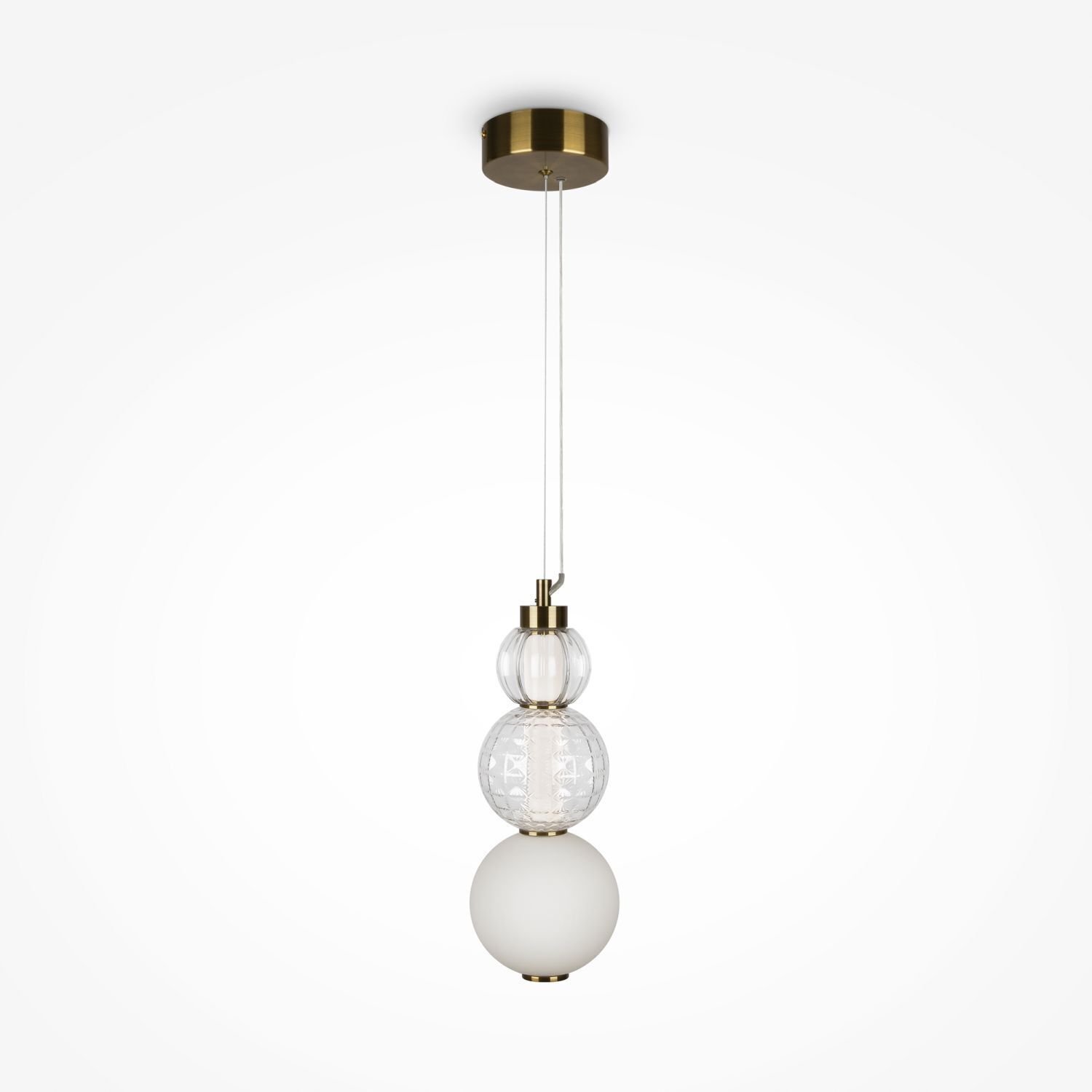 LED Hängeleuchte Metall Glas 14,7 cm breit in Gold Weiß