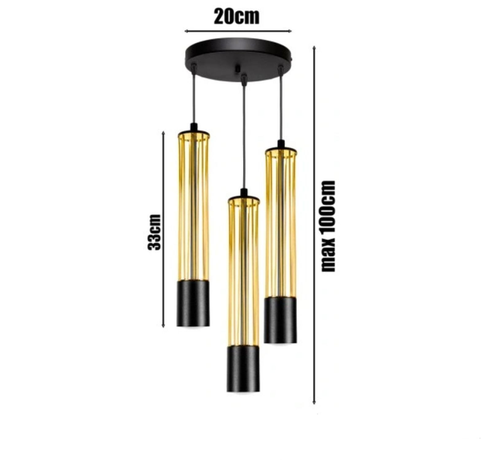 Hängeleuchte Metall GU10 Ø35 cm Schwarz Gold 3-flammig