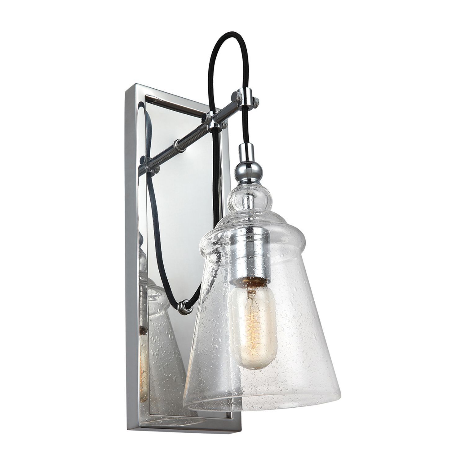 Wandlampe Metall Glas E27 44,1 cm hoch Chrom GREDA