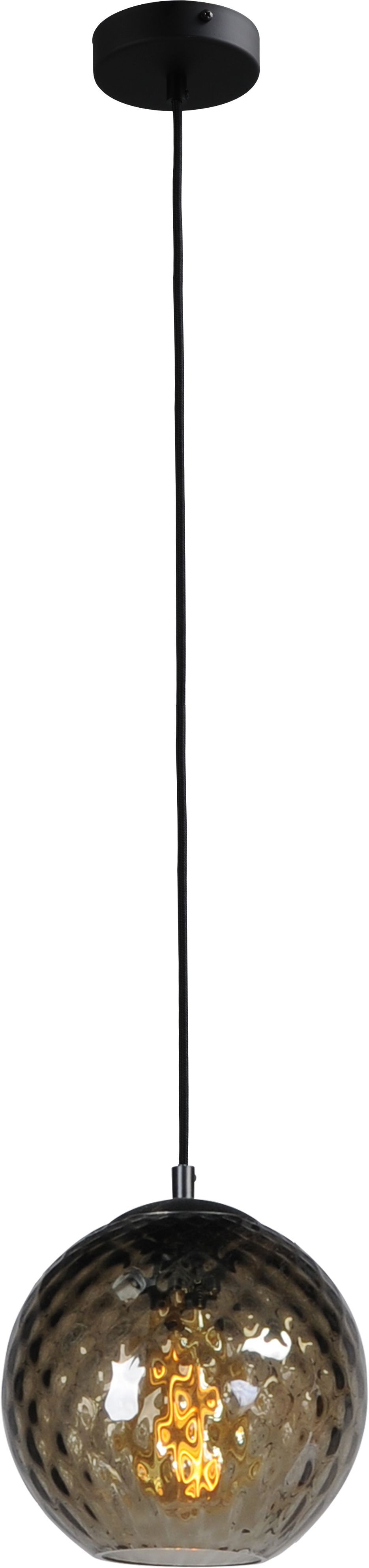 Hängelampe Glas Schirm Ø 25 cm Kugel Schwarz E27