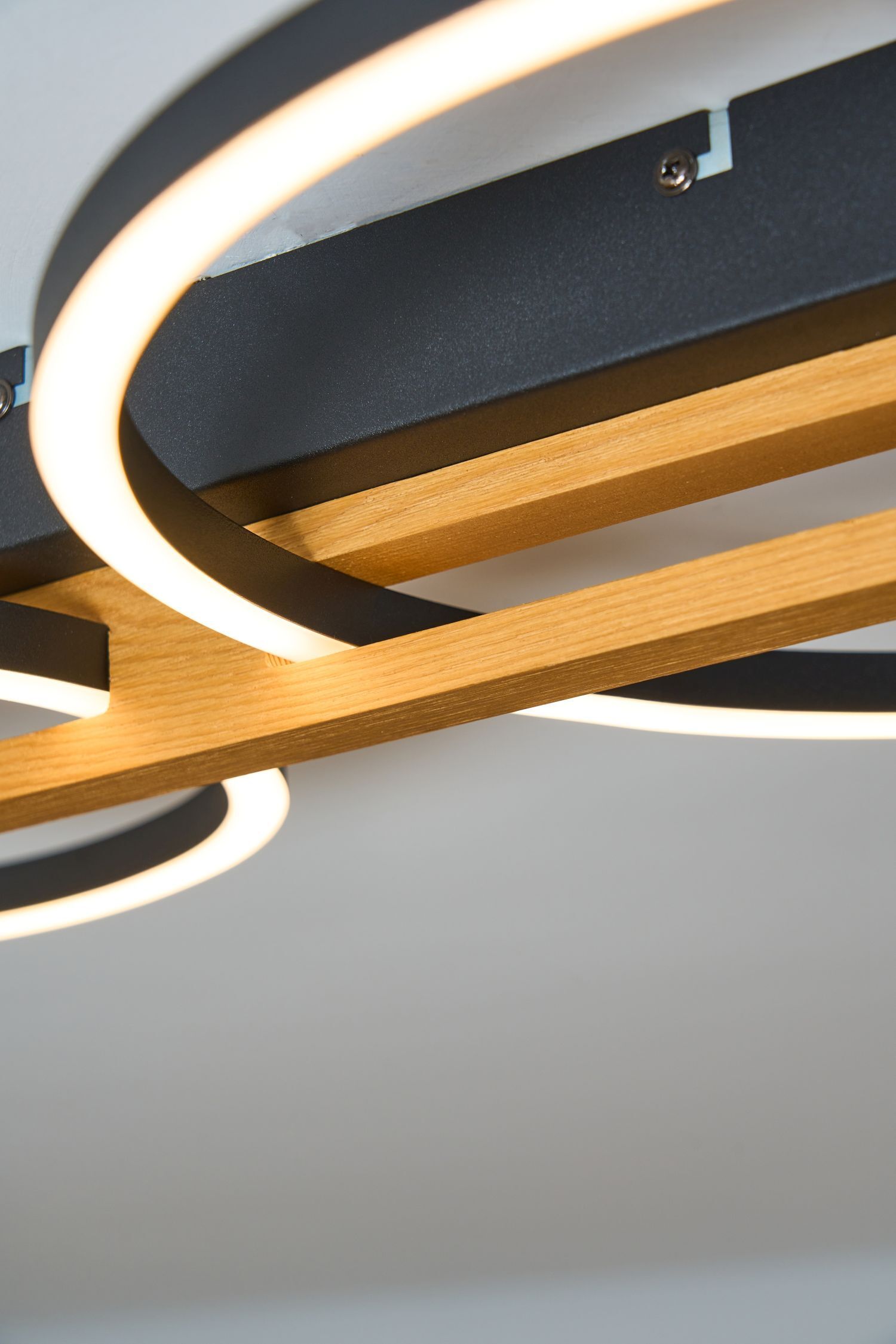 LED Deckenleuchte Metall Holz L:75,8 cm 3000 K Ringe