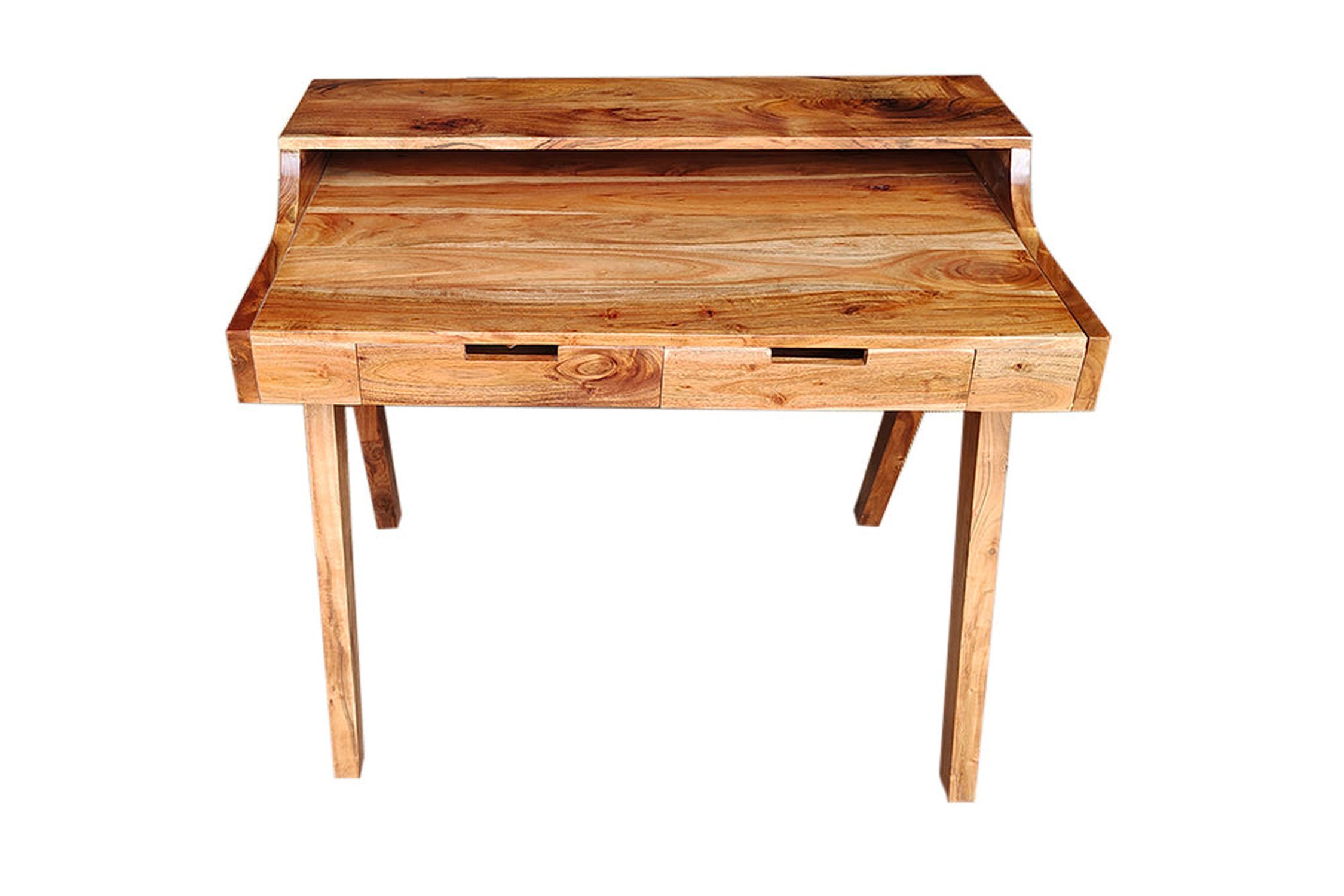 Schreibtisch mit Schublade Akazienholz in Natur 100x84 cm Moebel, Tabelle, Schreibtisch, Holz, Klavier