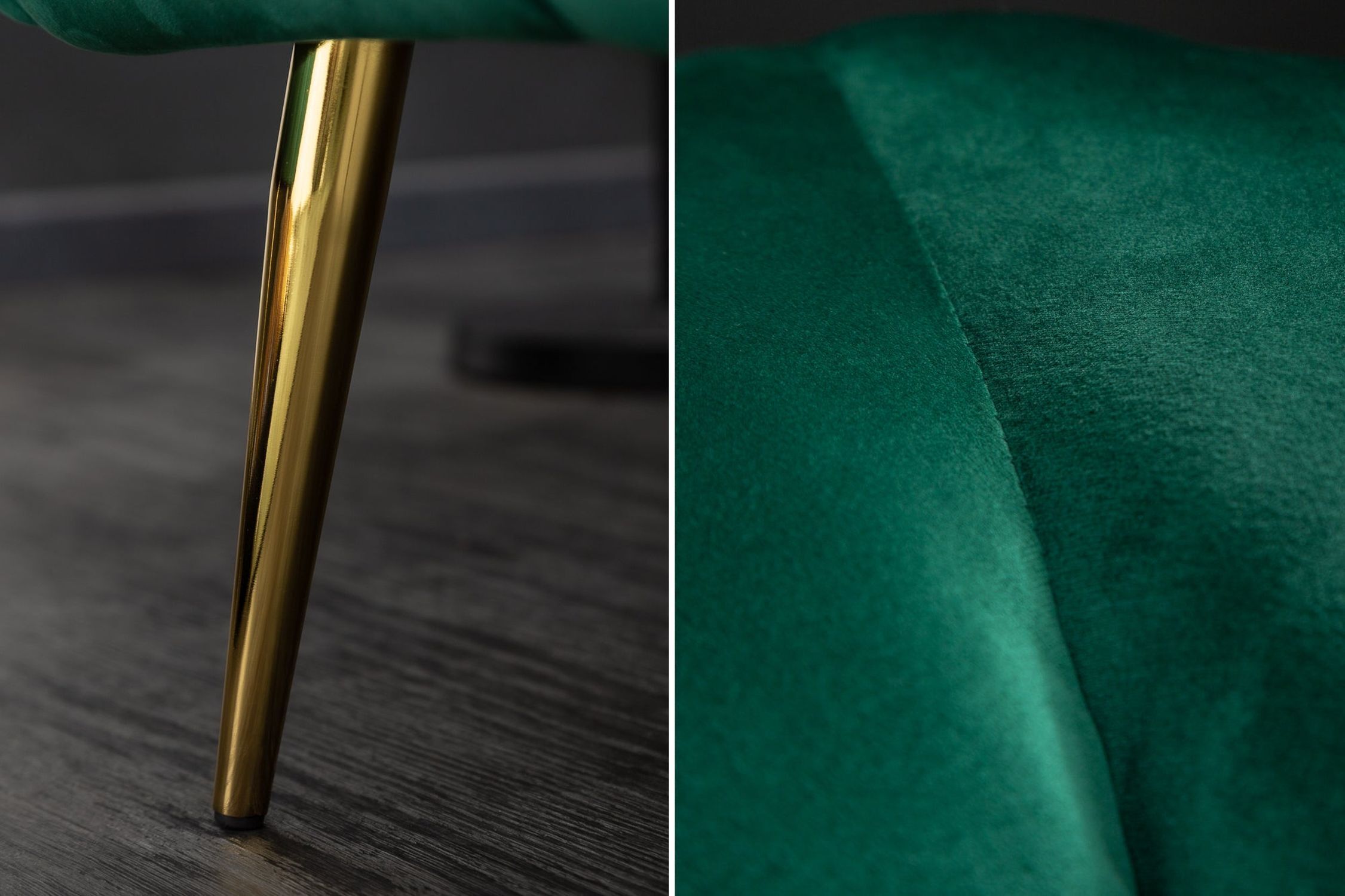 Sessel Samt Bezug Grün Gold 105 cm breit Retro Design