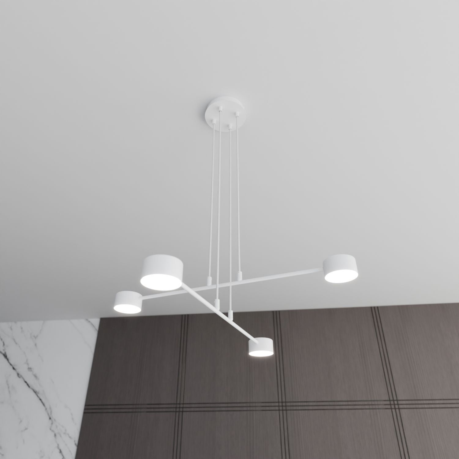 Hängeleuchte Weiß B: 70 cm Metall verstellbar GX53 4-flammig