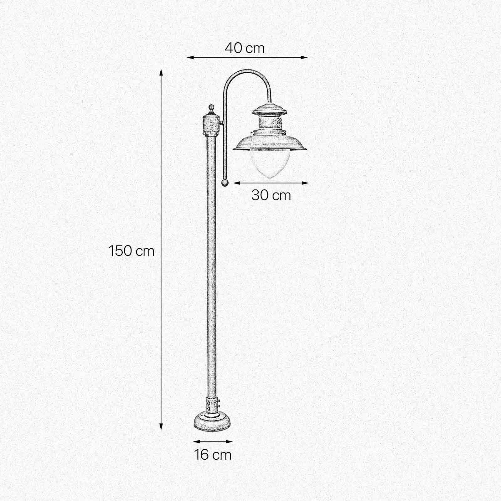 Wegeleuchte in Bronze Antik matt IP44 E27 150 cm Messing