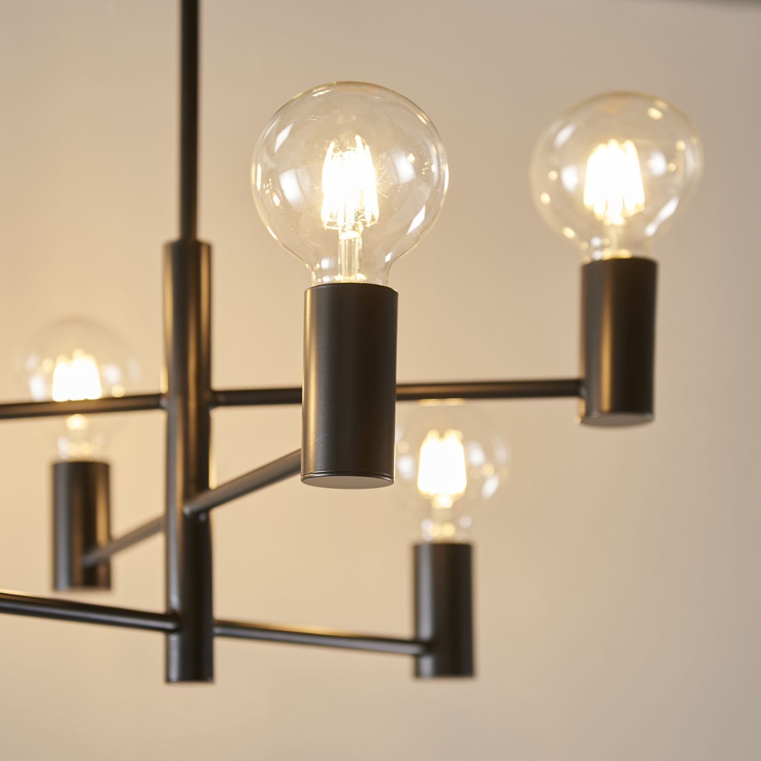 Deckenlampe Metall Schwarz B: 55,3 cm minimalistisch 6x E27