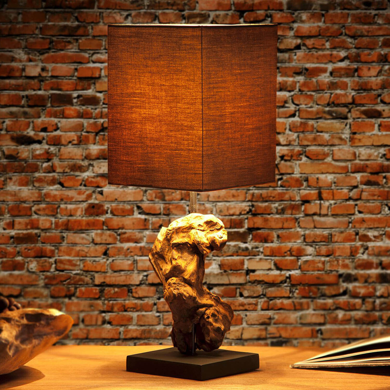 Tischleuchte Modern kunstvoll 45cm Tischlampe Natur Lampe, Löwe, Tischlampe, Lampenschirm, Wand