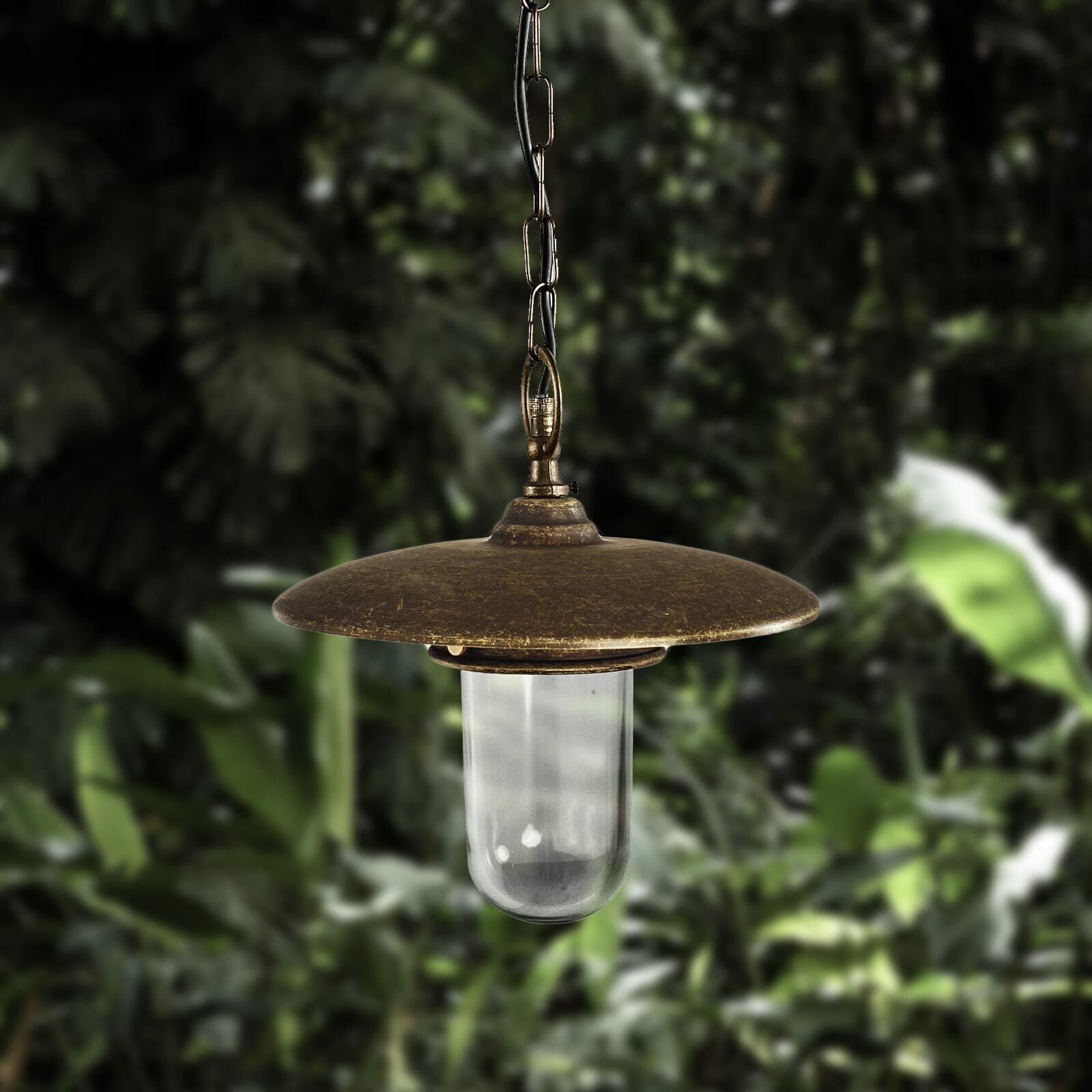 Pendelleuchte außen IP44 Messing Glas E27 Ø 25 cm Pendelleuchte außen IP44 Messing Glas E27 Ø 25 cm