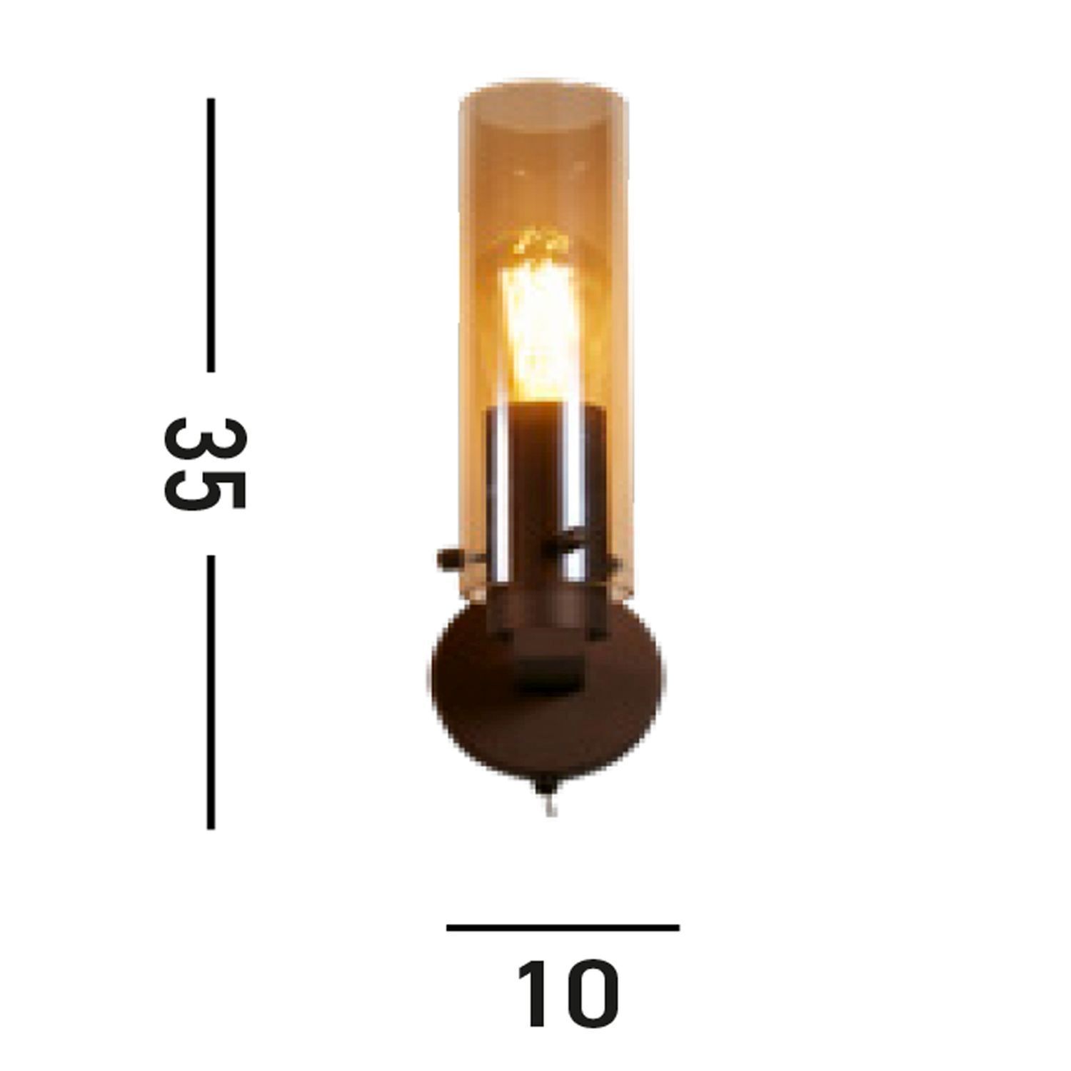 Wandlampe mit Schalter Metall Glas E27 Mokka Bernstein Licht, Leuchte, Lampe