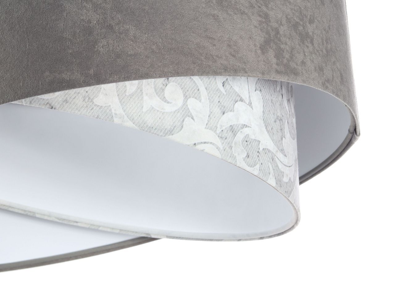 Pendelleuchte Grau Weiß Ø 50 cm Stoffschirm Velours Optik