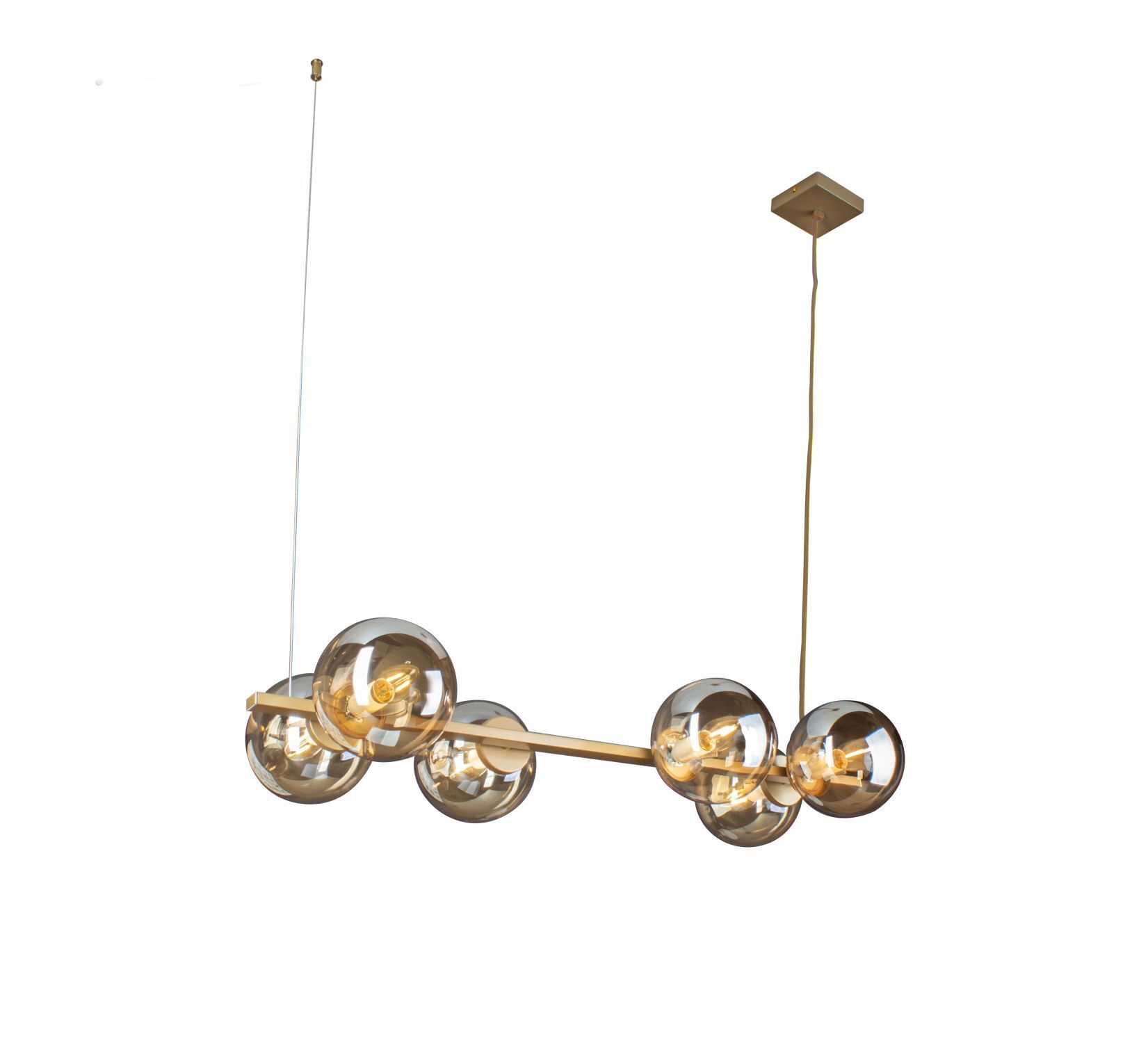 Hängelampe in Gold Bernstein L:80 cm Kugeln stilvoll