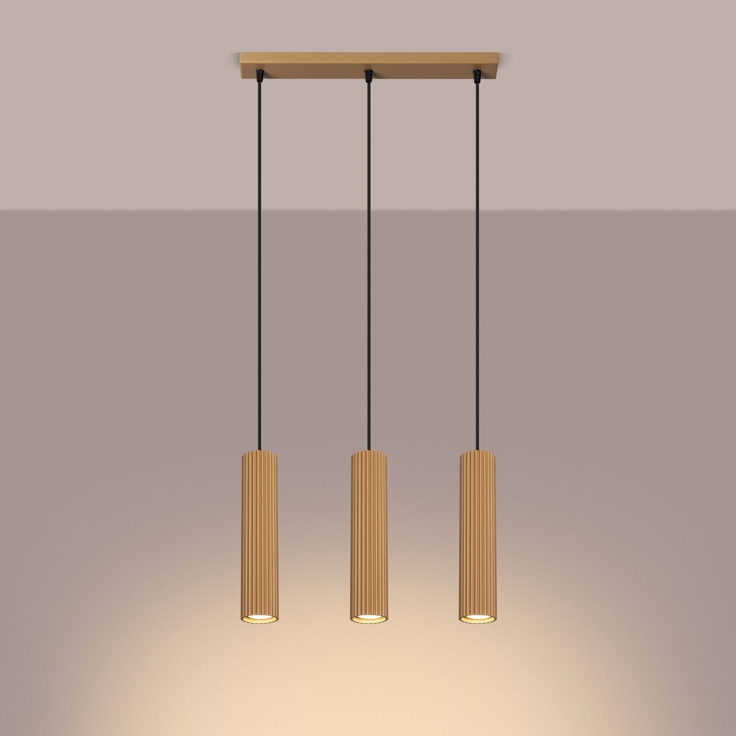 Hängelampe in Gold B: 45 cm H: max. 98 cm 3-flammig GU10