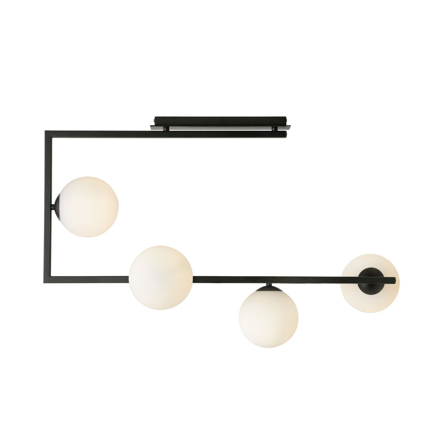 Deckenlampe Schwarz Weiß L: 83 cm H: 55 cm Metall Glas 4x E14