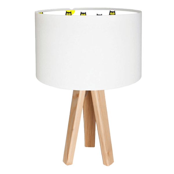 Nachttischlampen Kinder Tischlampe, Lampenschirm, Holzfuß, dreibeinig, weiß