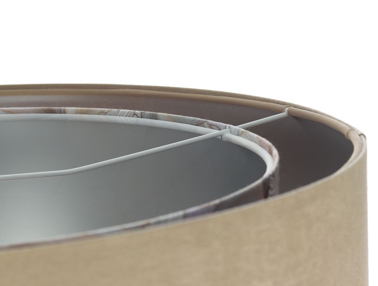 Pendelleuchte Stoff Ø 50 cm rund Velours Optik Beige Creme