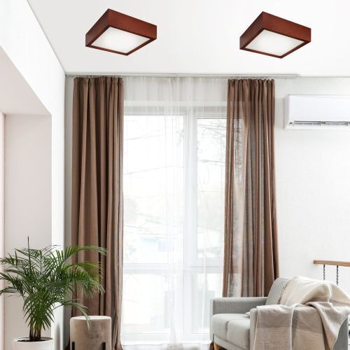 LED Deckenleuchte SHIRLEY Holz eckig Wohnzimmer