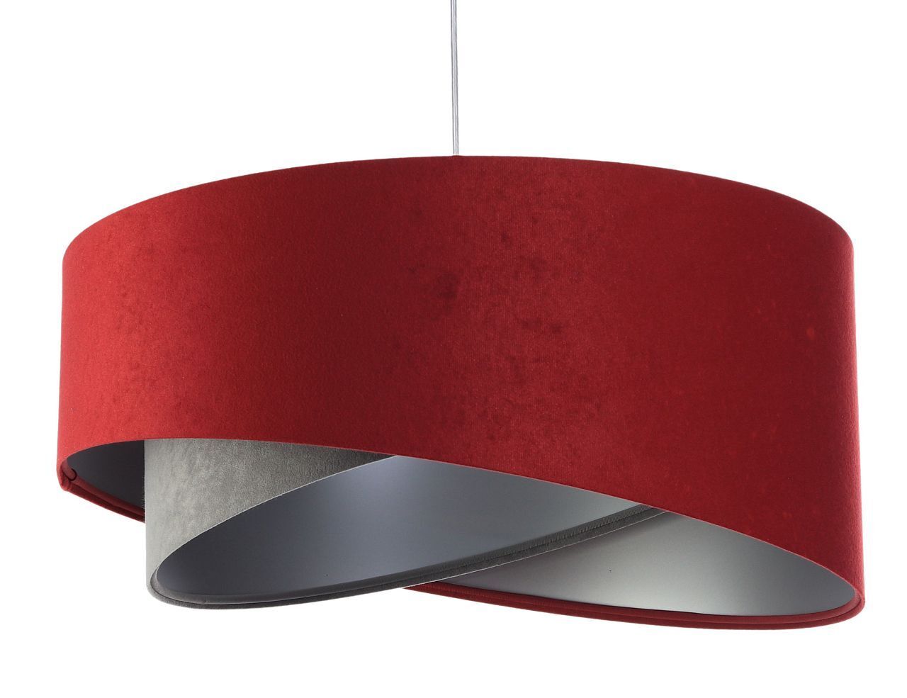 Hängeleuchte Stoff Ø 50 cm Rot-Braun Grau Silber Velours Optik