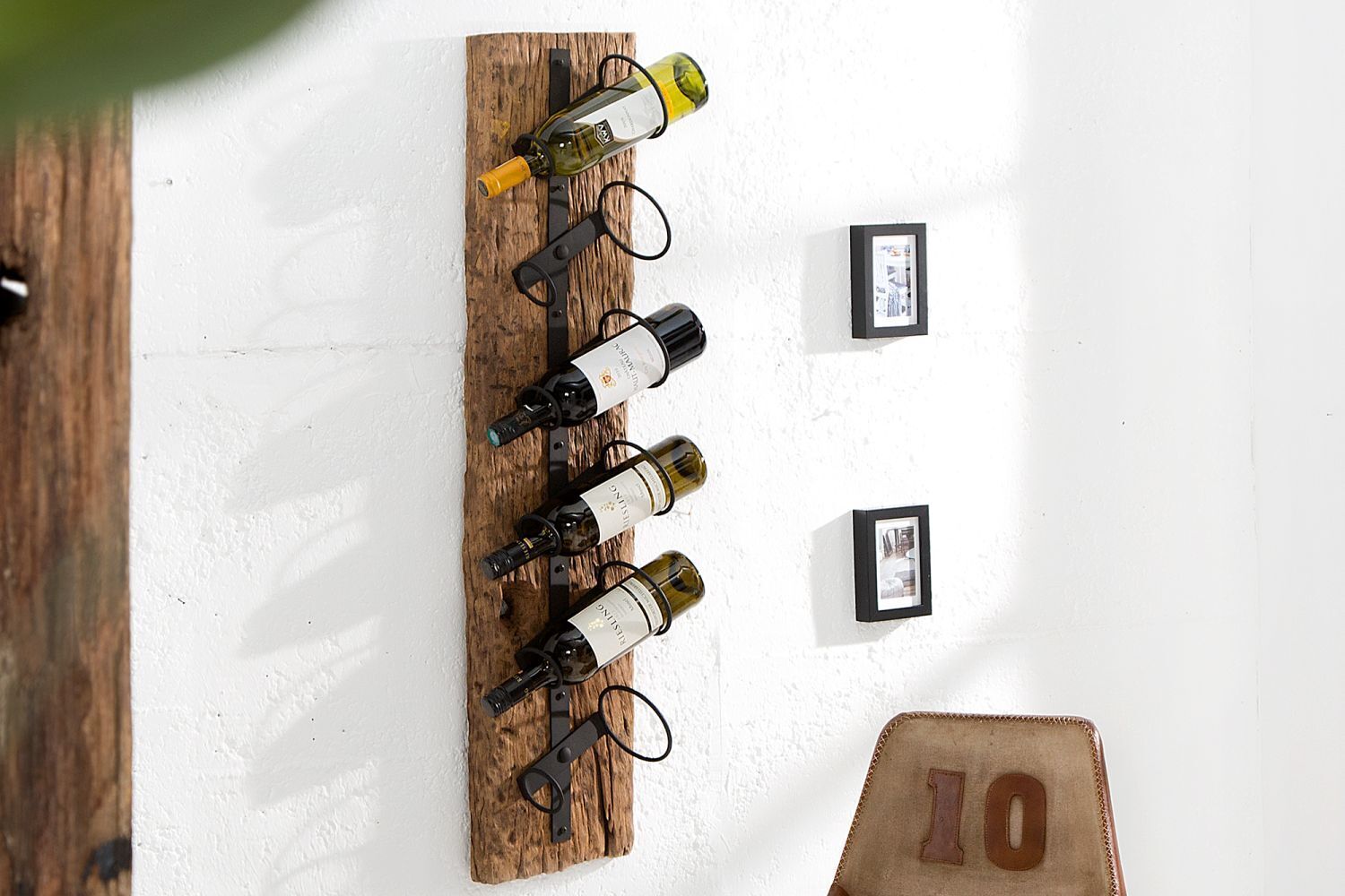 Weinregal Teakholz Metall 10 cm in Natur