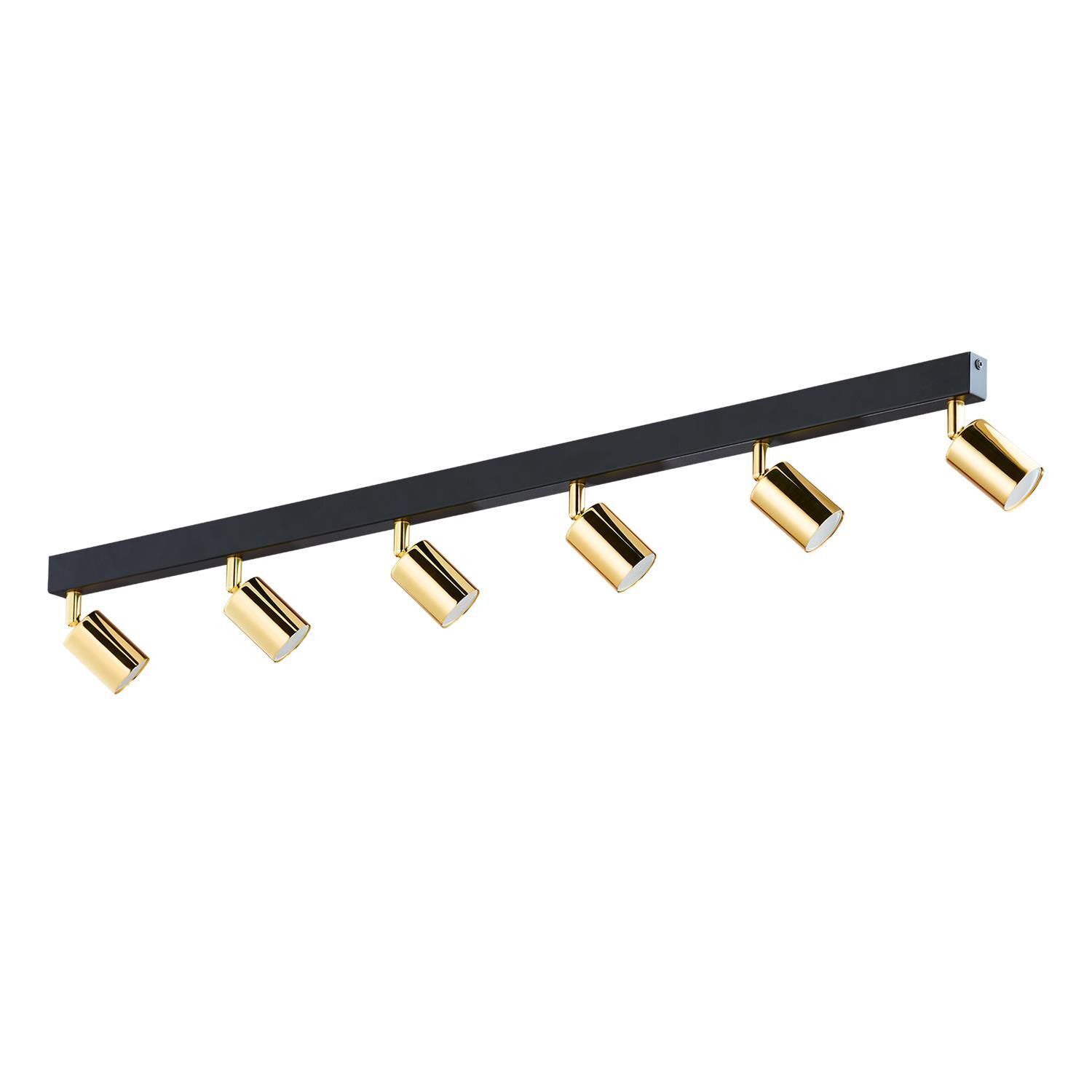 Deckenstrahler 6-flammig 126 cm lang Schwarz Gold GU10 Metall