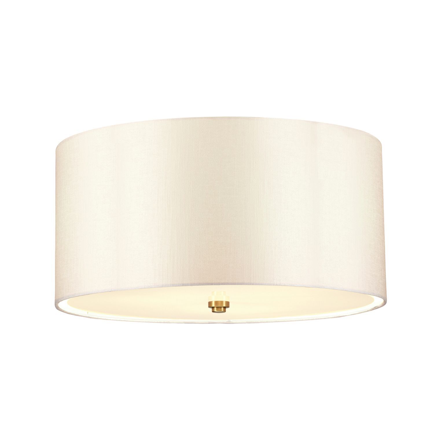 Deckenleuchte rund 46 cm Stoff in Creme Messing Lampe, Deckenleuchte