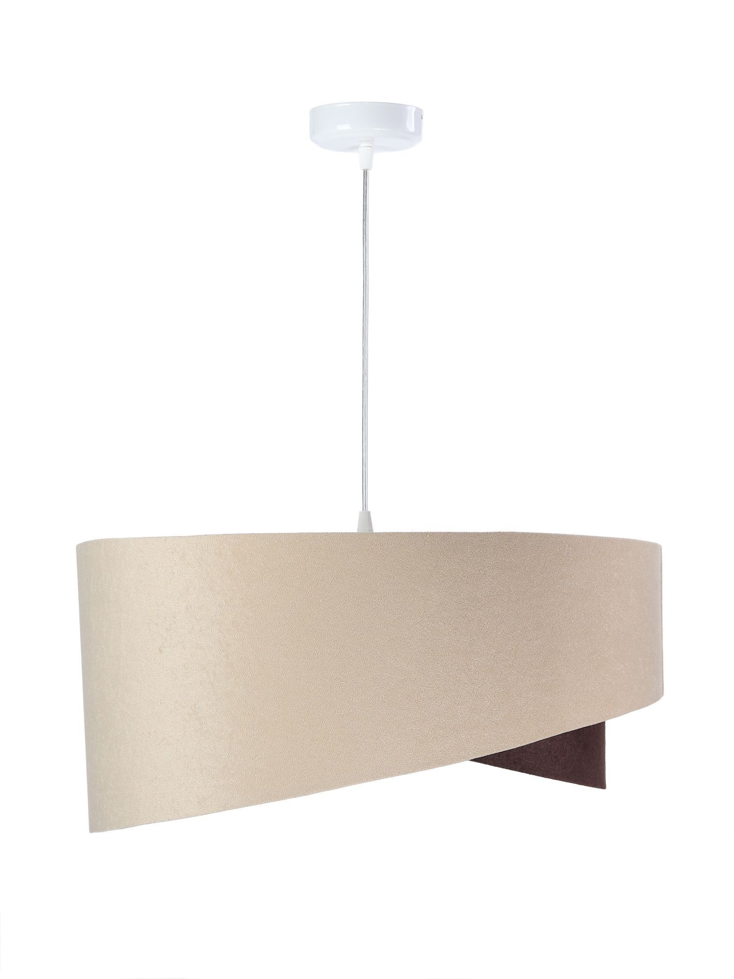 Hängeleuchte Beige Schwarz Weiß Stoff rund Lampe