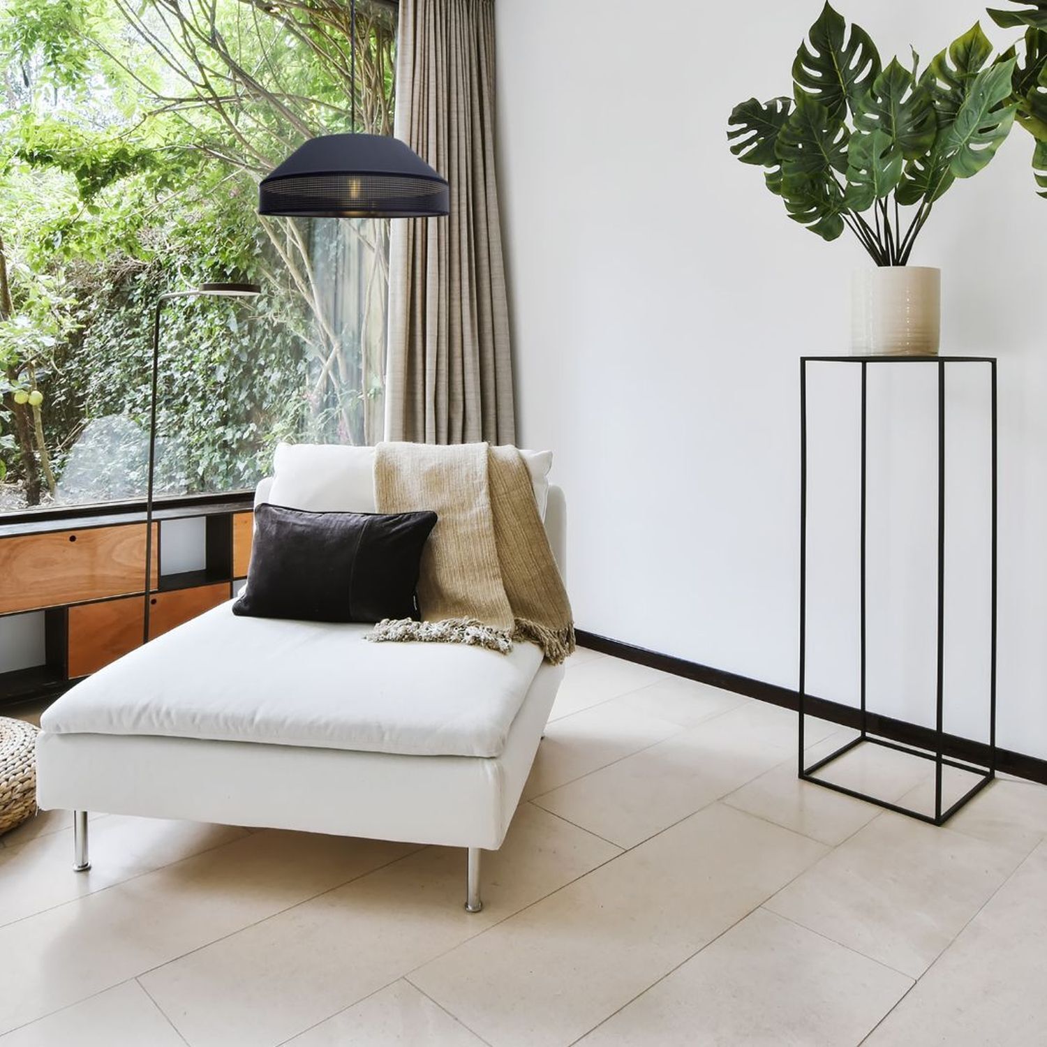 sofa, Chaiselongs, Wohnzimmer, weiß, modern