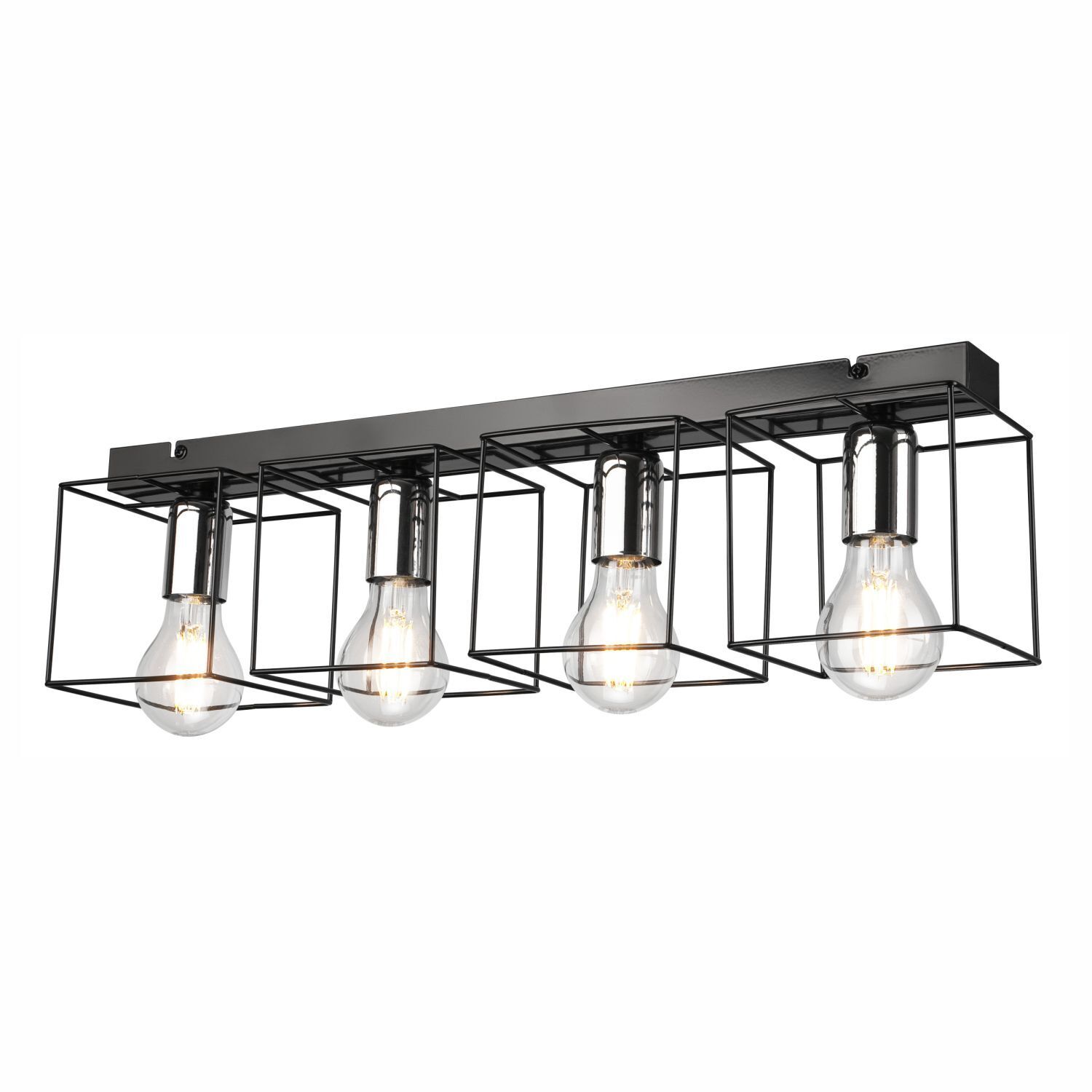 Deckenleuchte Schwarz Chrom Metall 61 cm lang 4-flammig E27