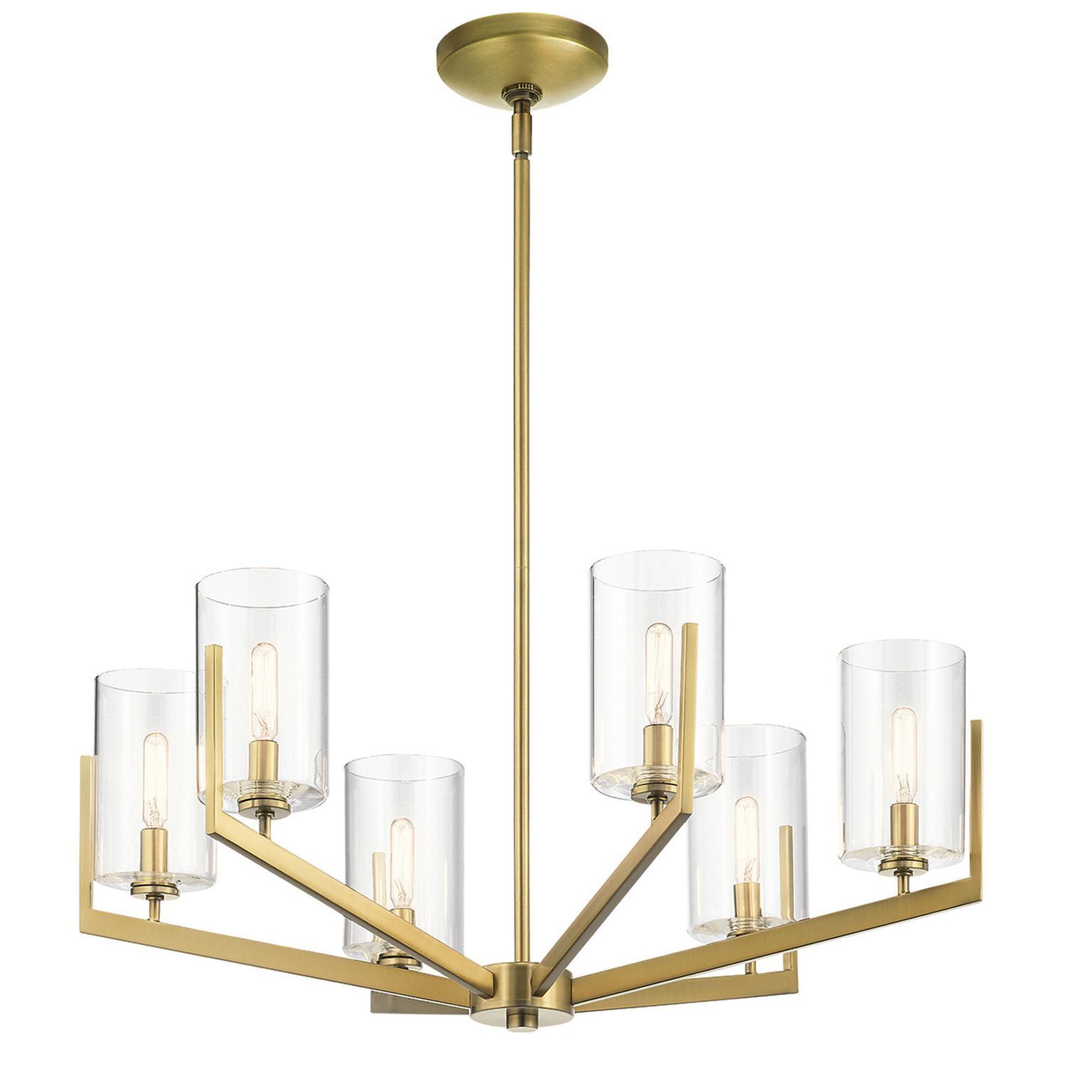 Chandelier, Gold finish, Pendellicht, Glasabdeckungen, Sechs Leuchten