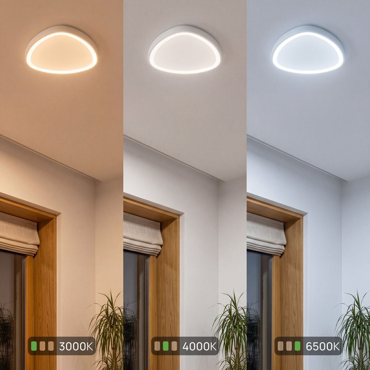 LED Deckenlampe Weiß Aluminium dimmbar 3000/4000/6500K deckenleuchte, wandlampe, modern, LED, warmweiß