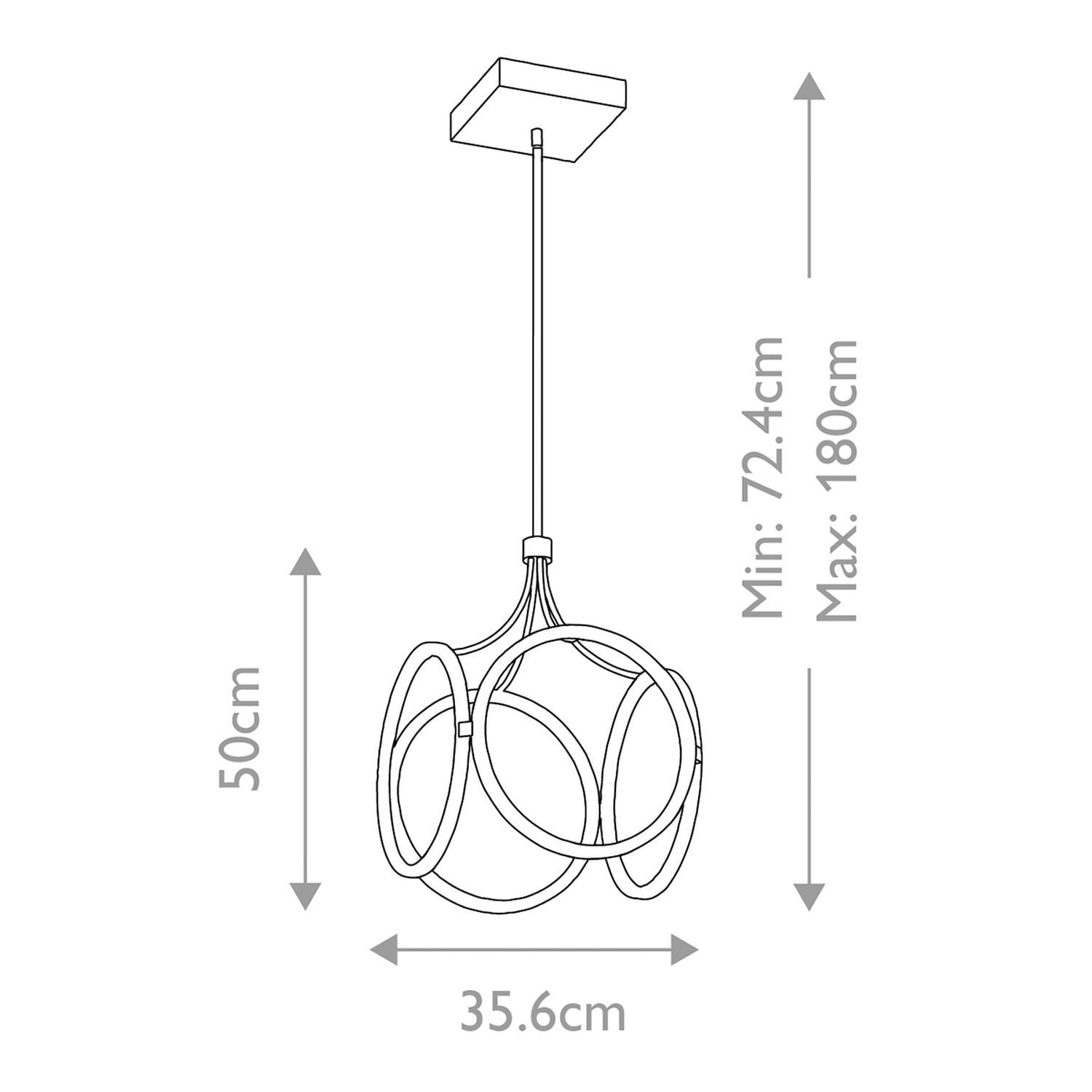 LED Hängelampe Modern B: 35,6 cm in Creme Gold 3000 K