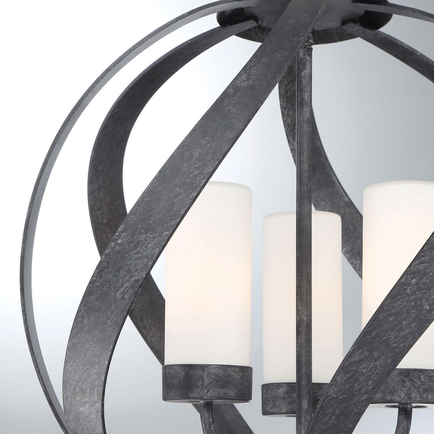 Pendelleuchte außen Metall Glas 3x E14 IP44 Ø 41 cm Lampe, Kronleuchter