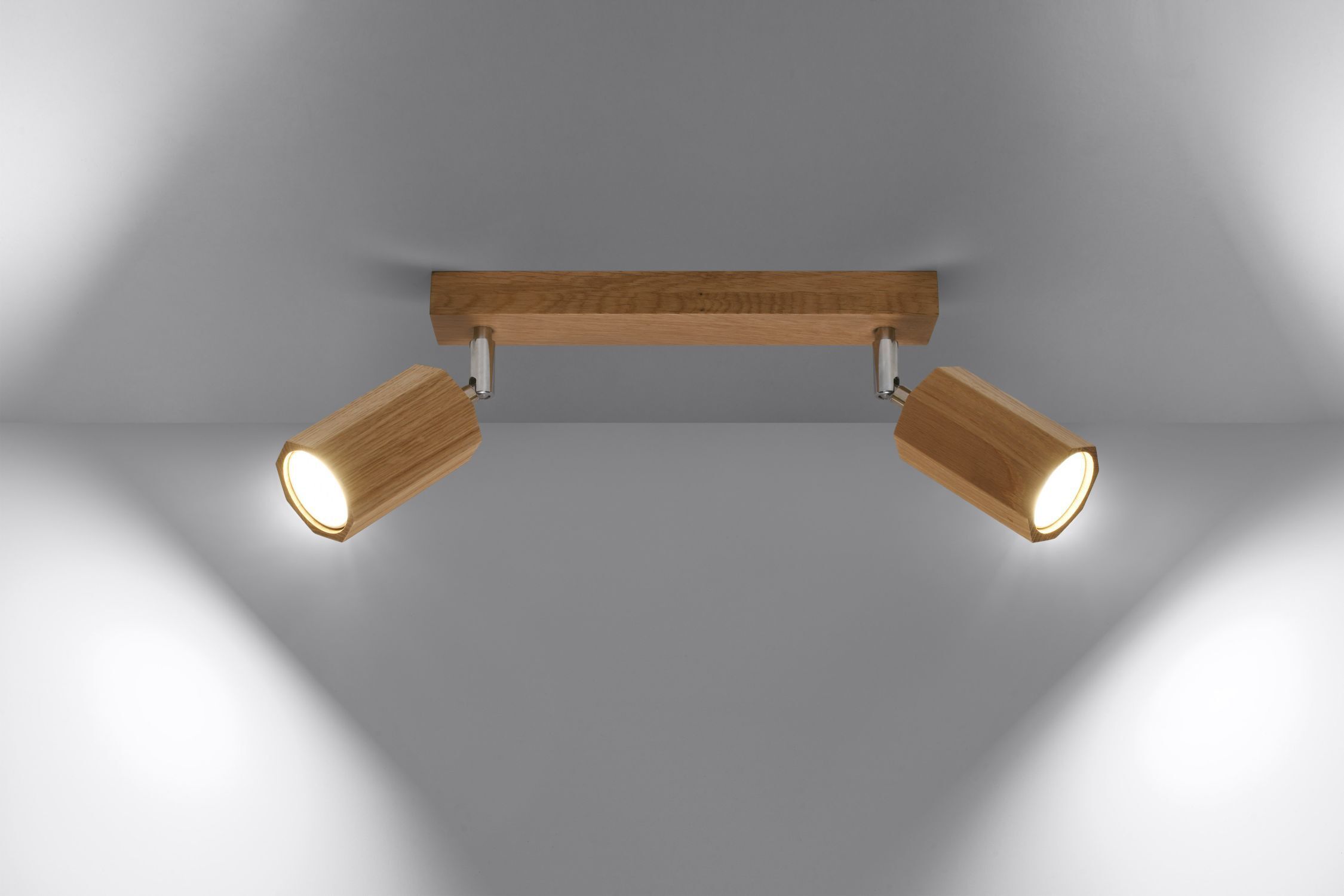 Deckenstrahler Holz länglich 30 cm 2-flammig GU10 Modern