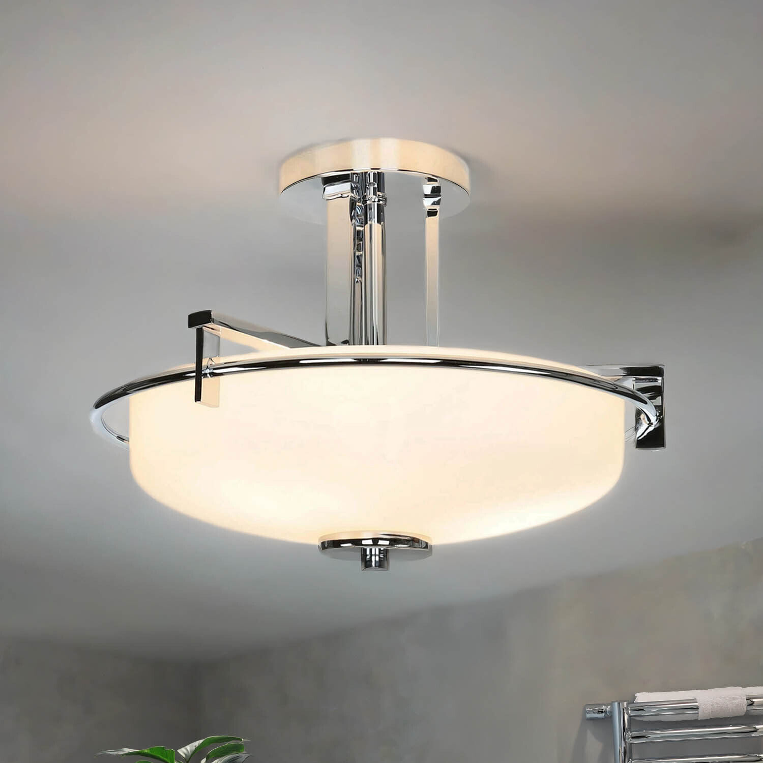 LED Deckenleuchte Bad satiniertes Glas blendarm IP44 Deckenleuchte, Leuchte, Kronleuchter, Lampe