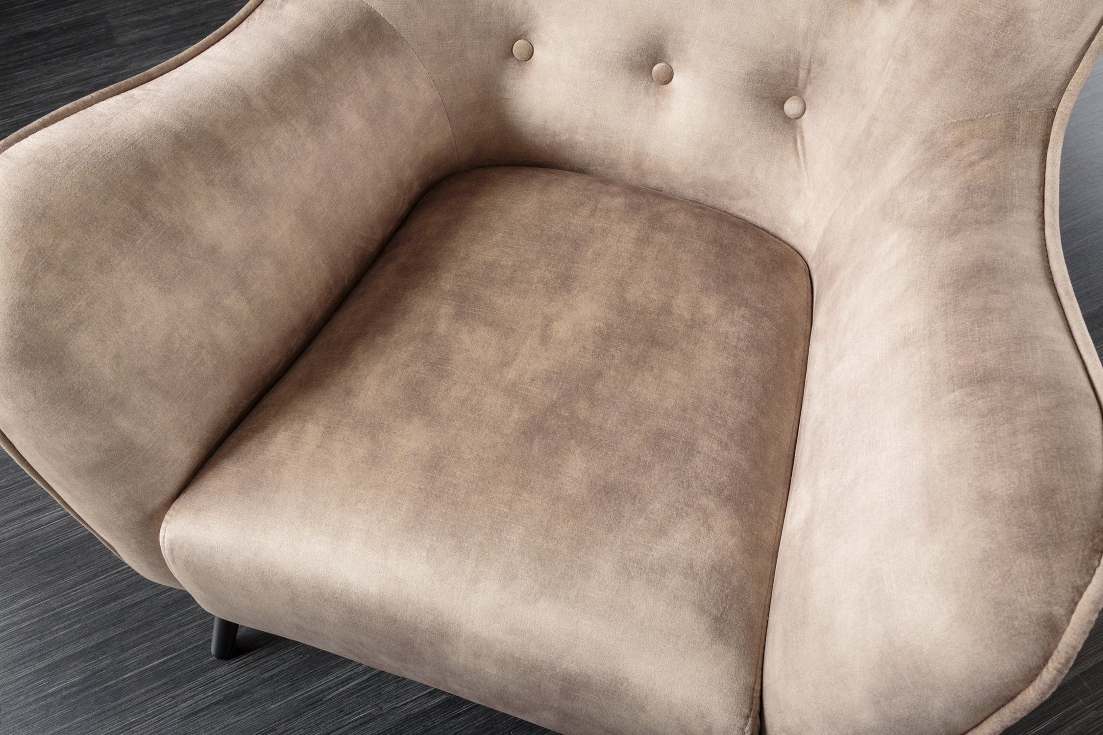Ohrensessel Samt Beige Creme mit Armlehne Chesterfield Moebel, Stuhl, Sessel