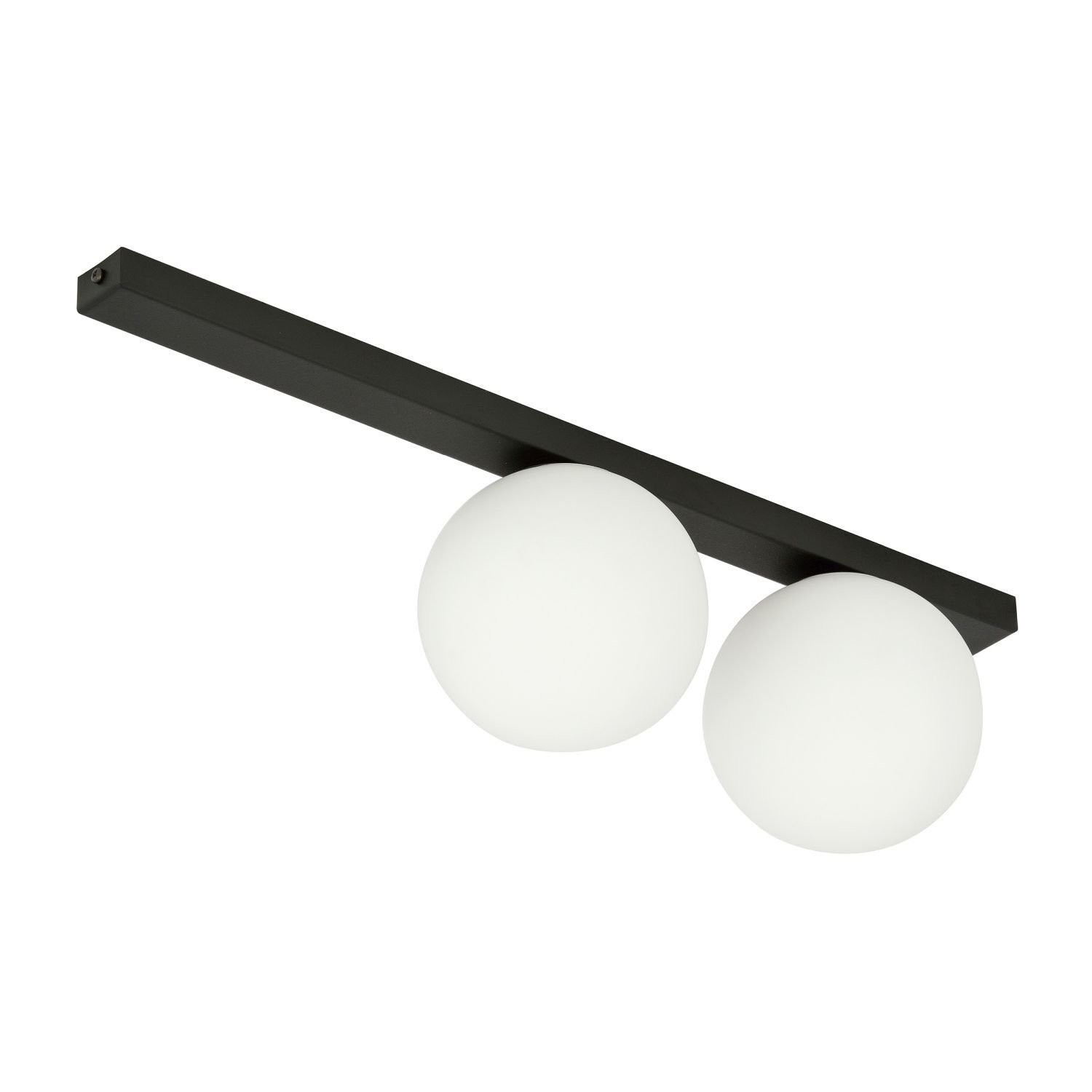 Deckenleuchte Glas Metall L: 60 cm Schwarz Weiß 2x E14
