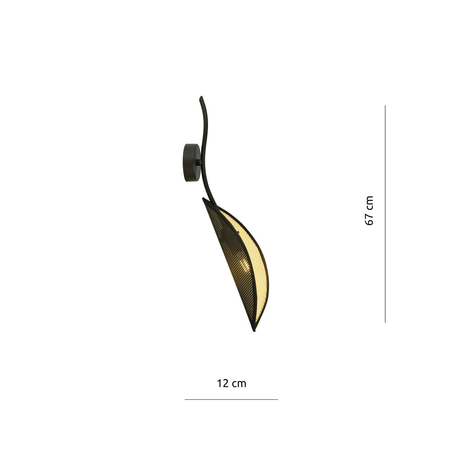 Wandlampe Stoff Metall H: 51 cm drehbar in Schwarz Gold E14