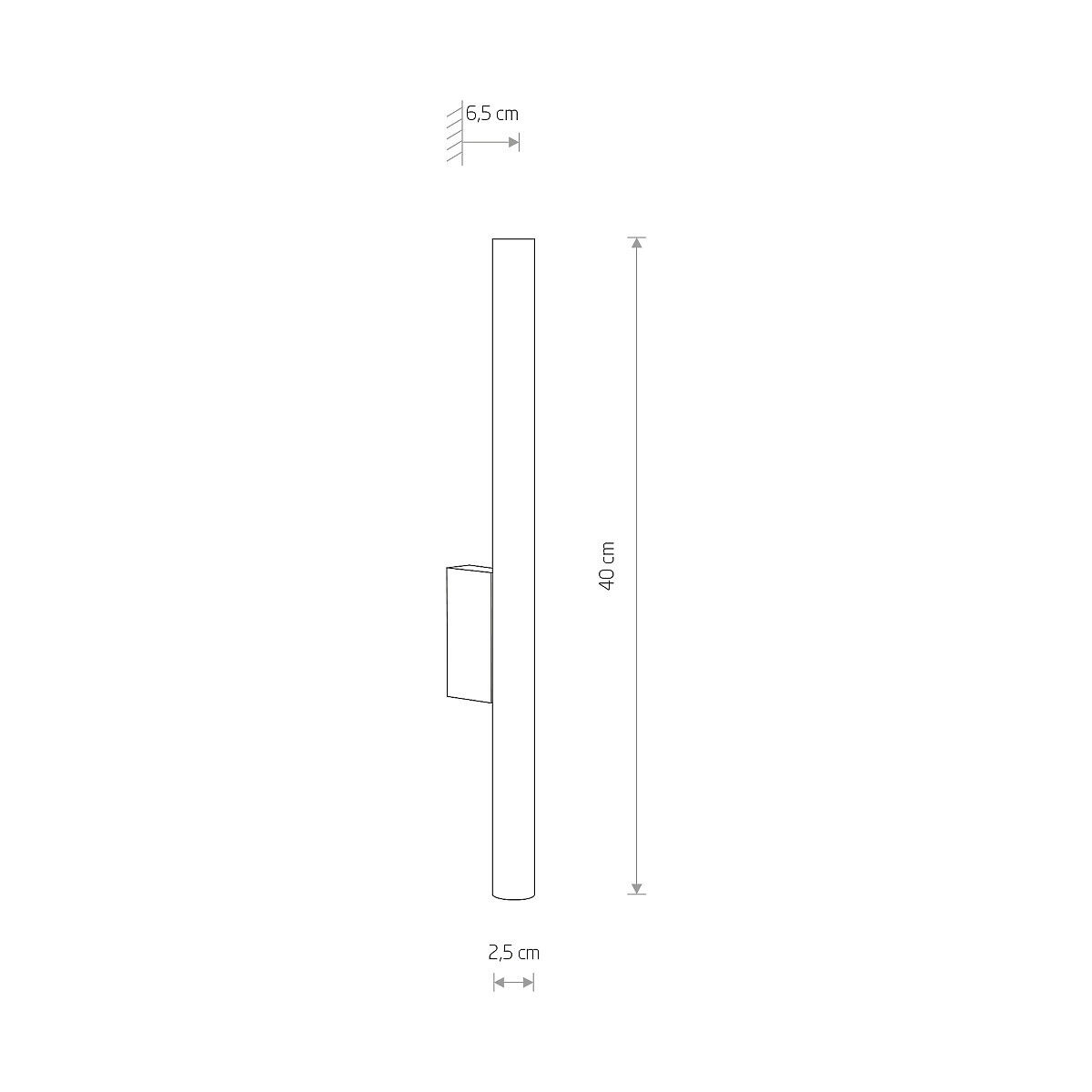 Schmale Wandleuchte Schwarz Up Down H:40cm Metall 2x G9