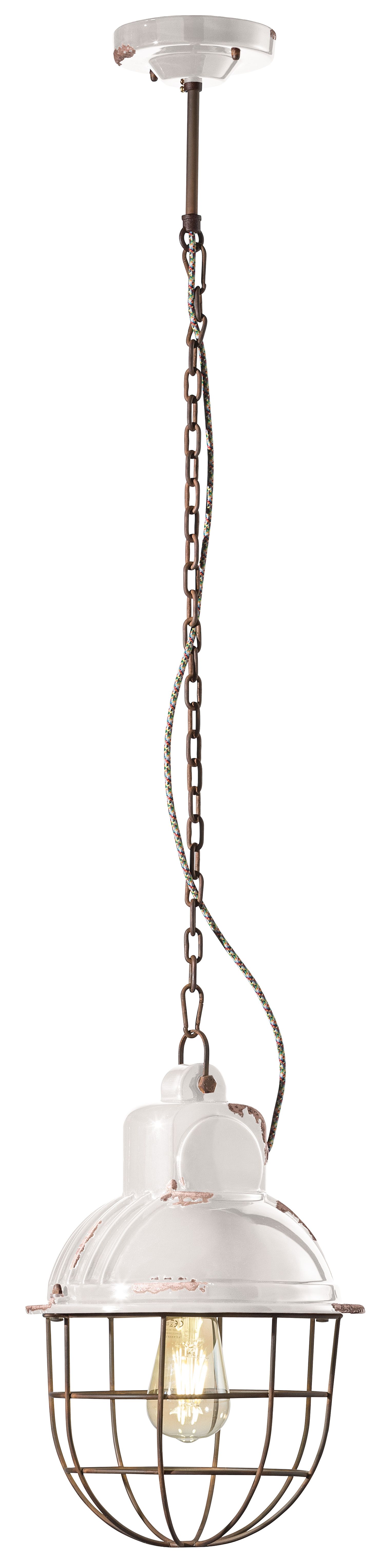 Hängeleuchte Metall Keramik rund Ø 26 cm H: max. 115 cm