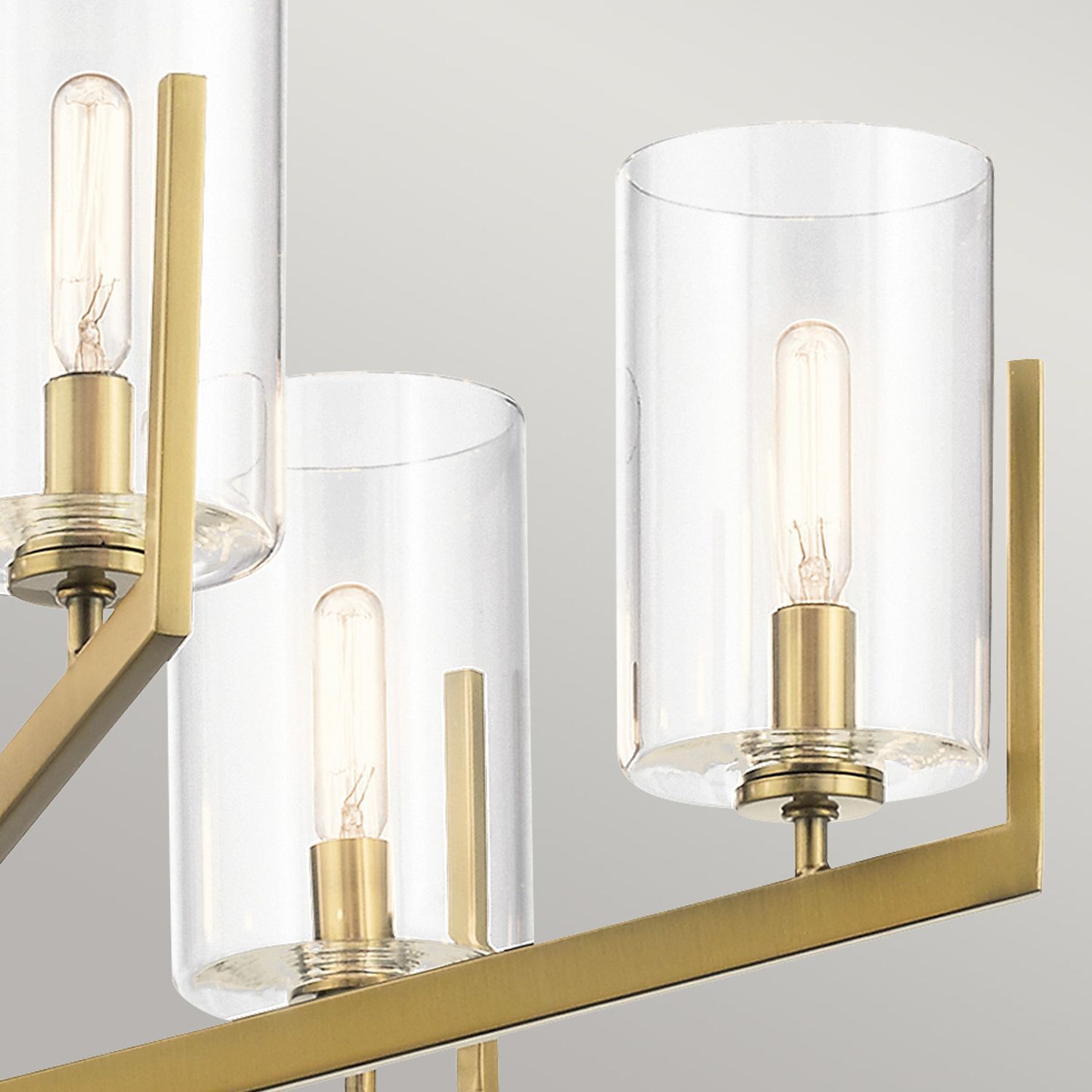 Kronleuchter mit Schirm Ø 71,1 cm höhenverstellbar Metall Glas Kronleuchter, Messing, Glasabdeckung, Kandelaber, Mid-Century