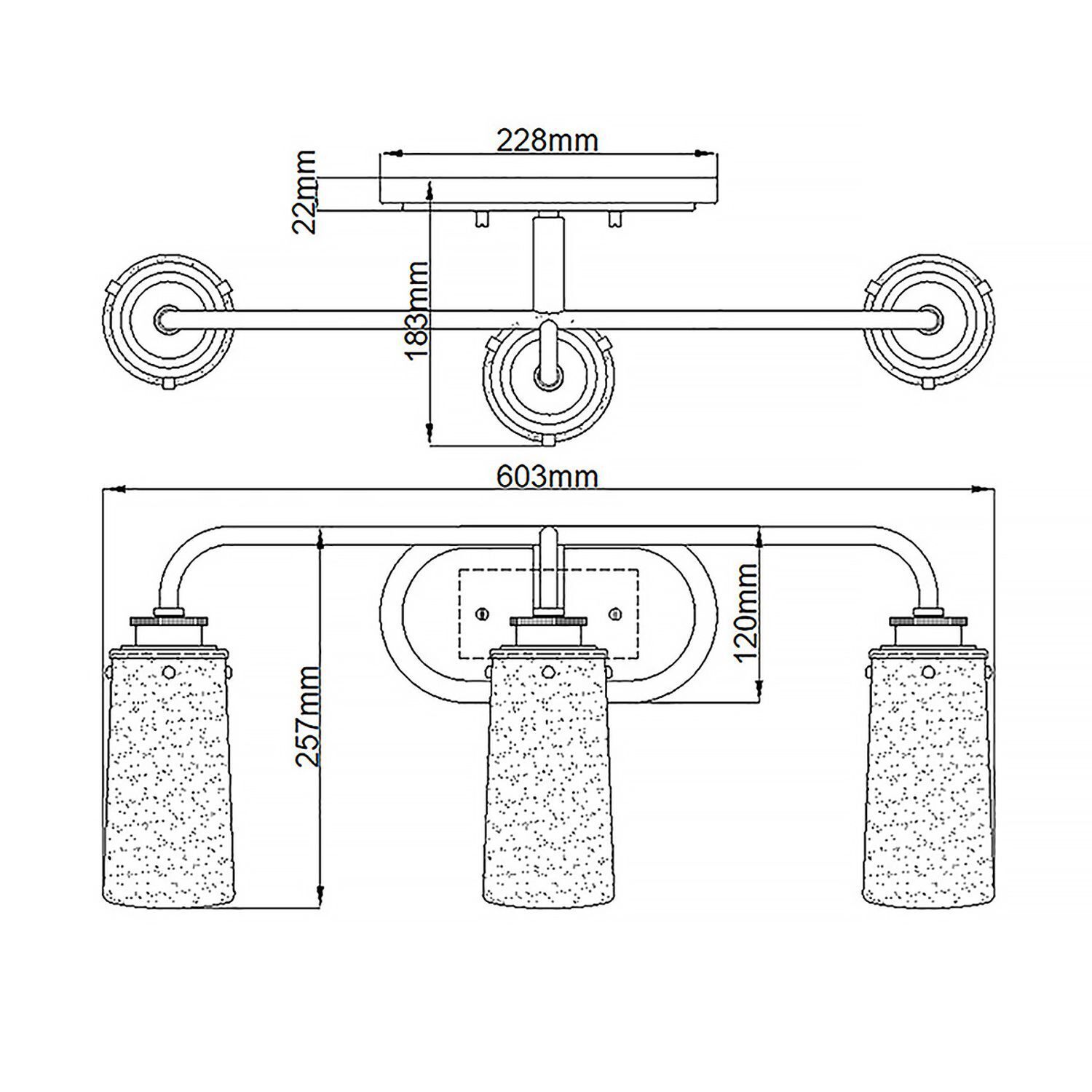 Badezimmerlampe Spiegel B: 60,3 cm IP44 3x E27 Metall Glas